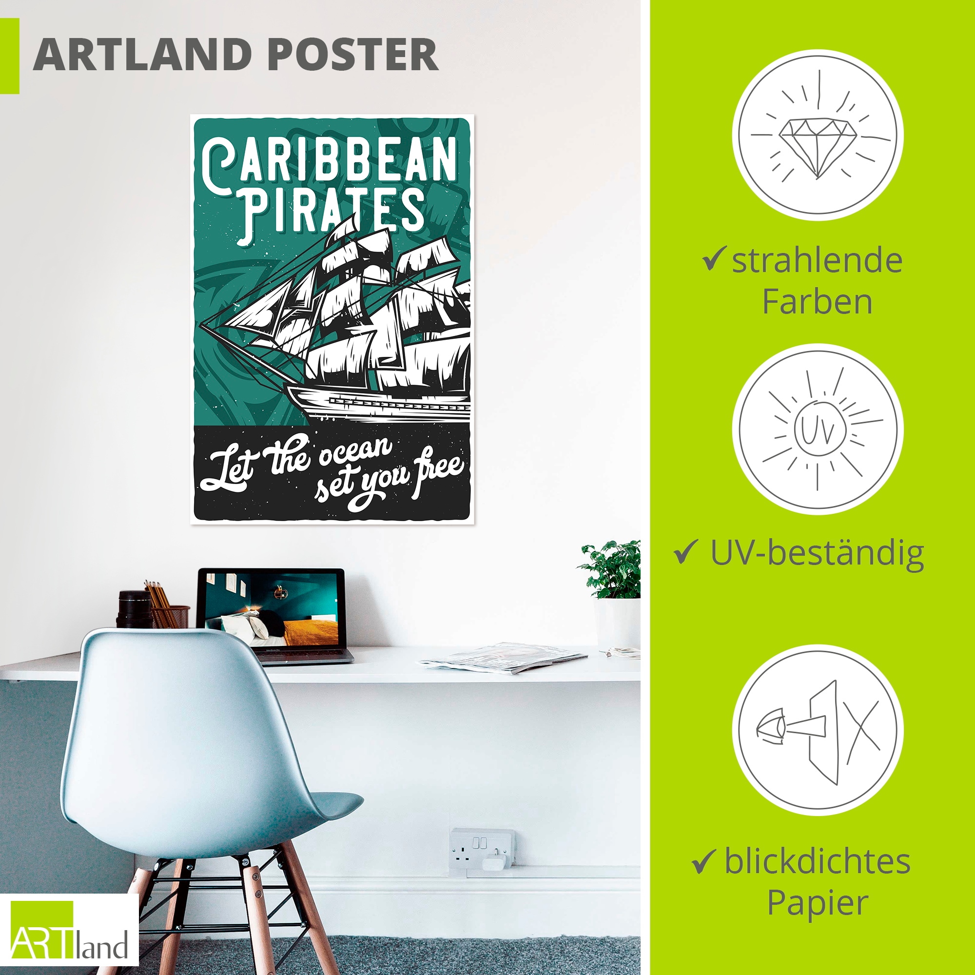 Artland Wandbild »Piratenschiff« 1 Stk. tlg. als Alubild, Leinwandbild, Poster, Wandaufkleber in verschied. Größen