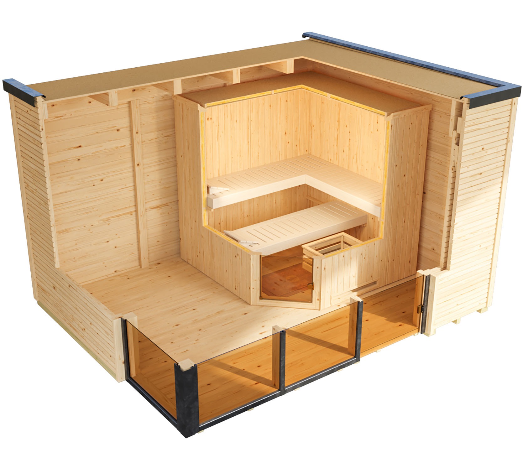 weka Saunahaus »Design-Saunahaus Cubilis«, Blockbohlen, modernes wekaLine-Profil