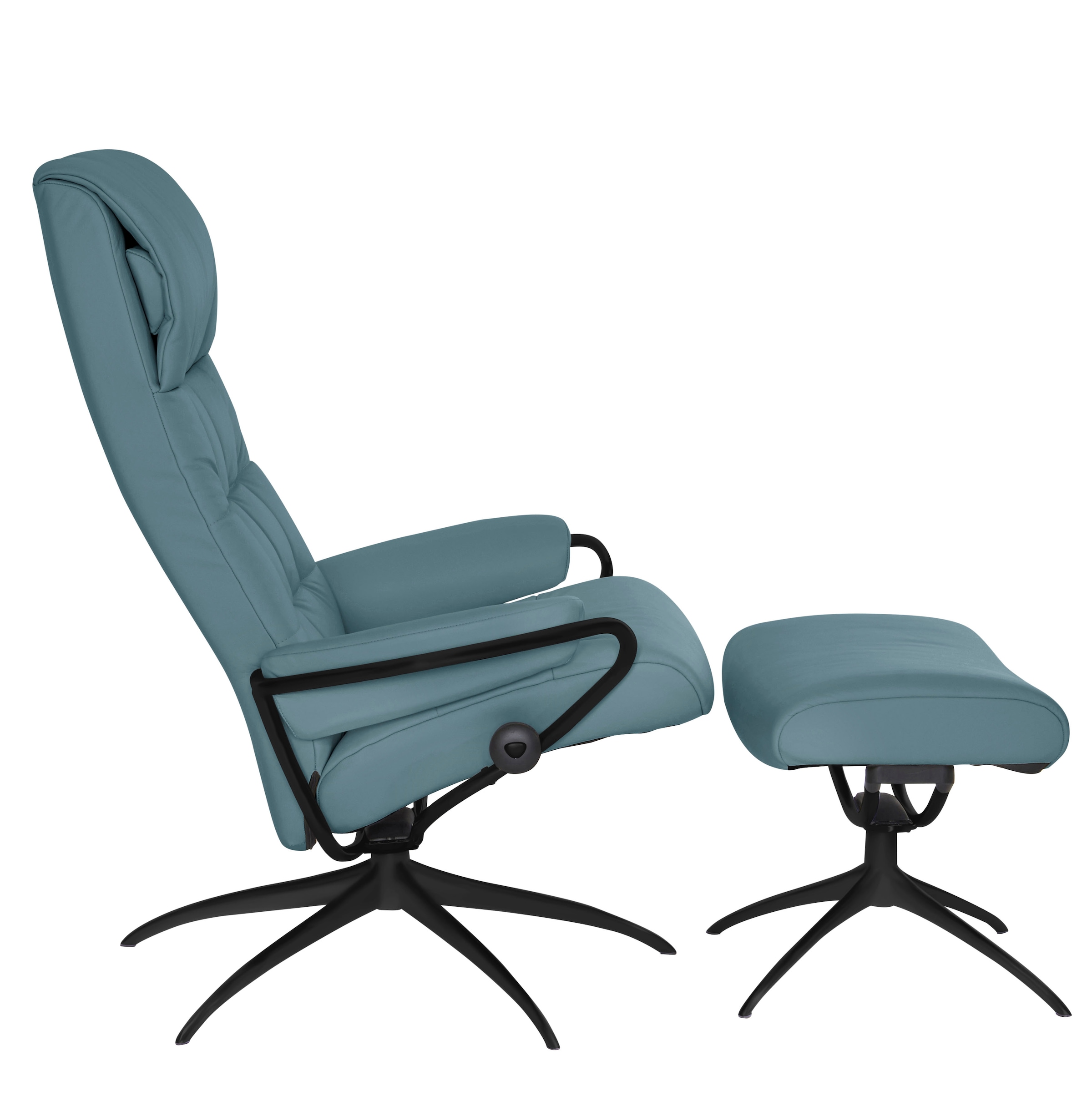 Stressless® Relaxsessel »London«, (Set, Relaxsessel mit Hocker), mit Hocker, High Back, mit Star Base, Gestell Schwarz