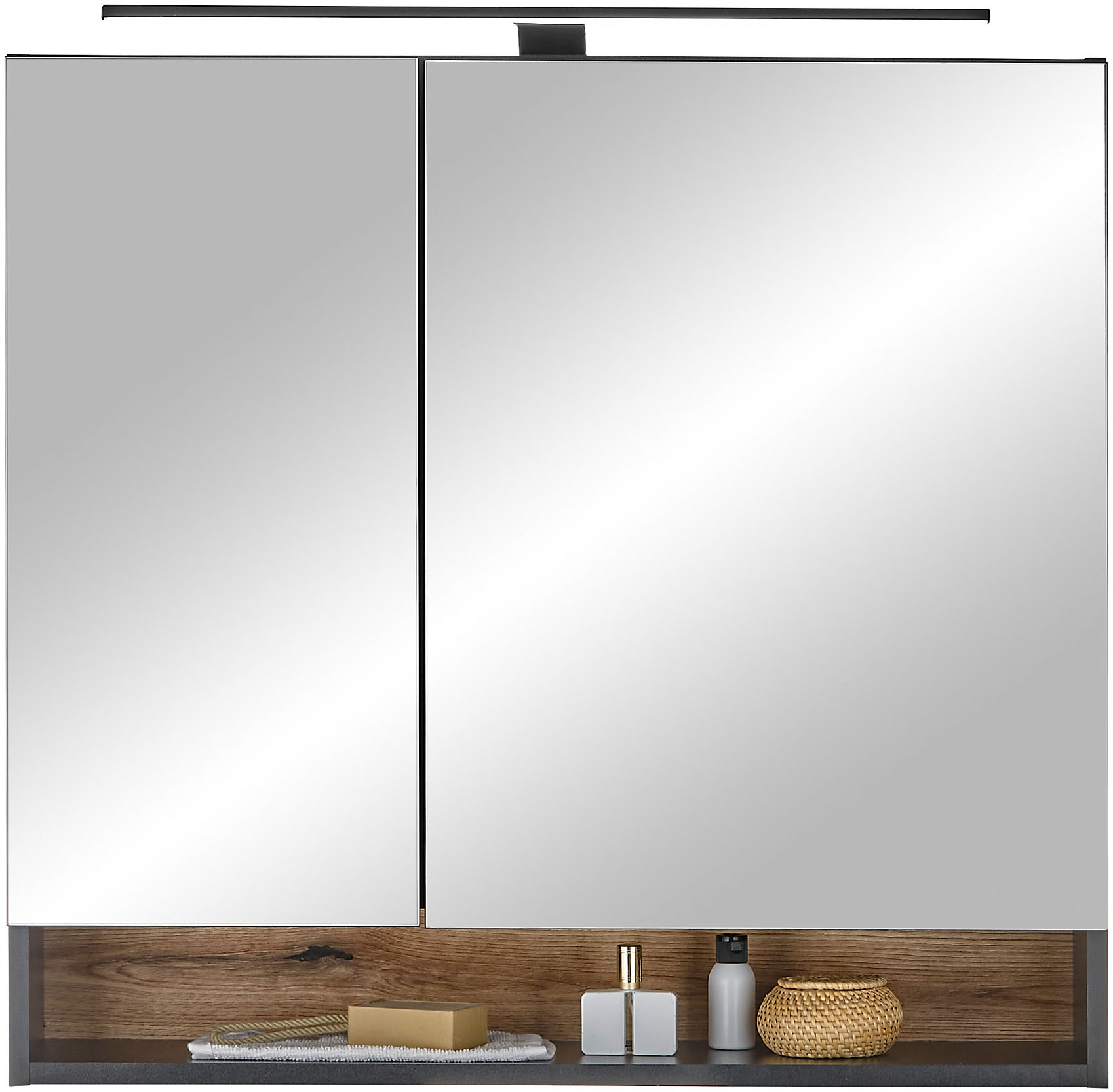 BASIC by Balculina Spiegelschrank »Denver Spiegelschrank, Badezimmerschrank BxHxT 80x75x22«, (1 St.), Breite 80 cm, Tür L/R montierbar, Softclose