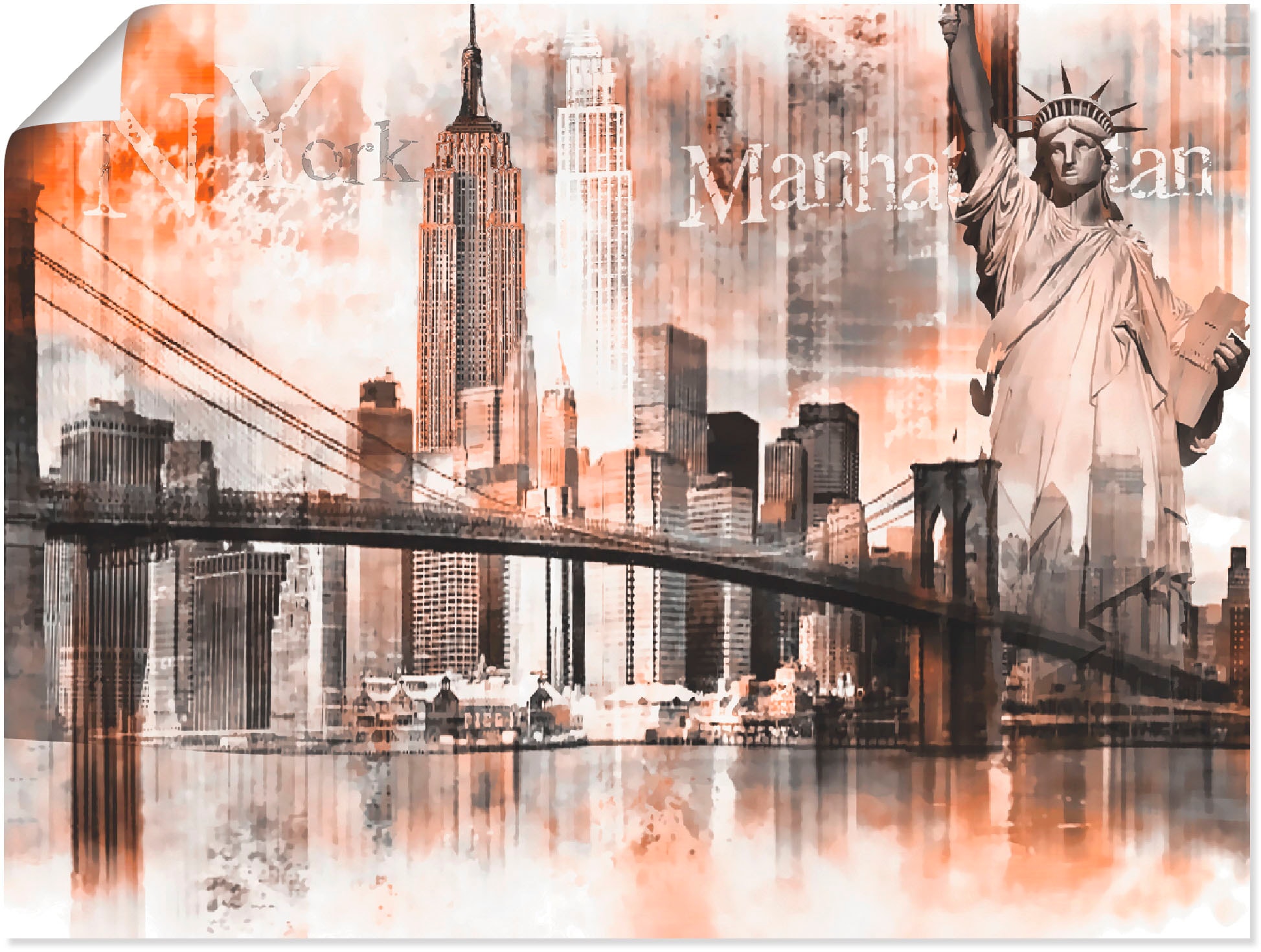 Artland Wandbild »New York Skyline Collage V«, Amerika, (1 St.), als Leinwandbild, Poster in verschied. Größen