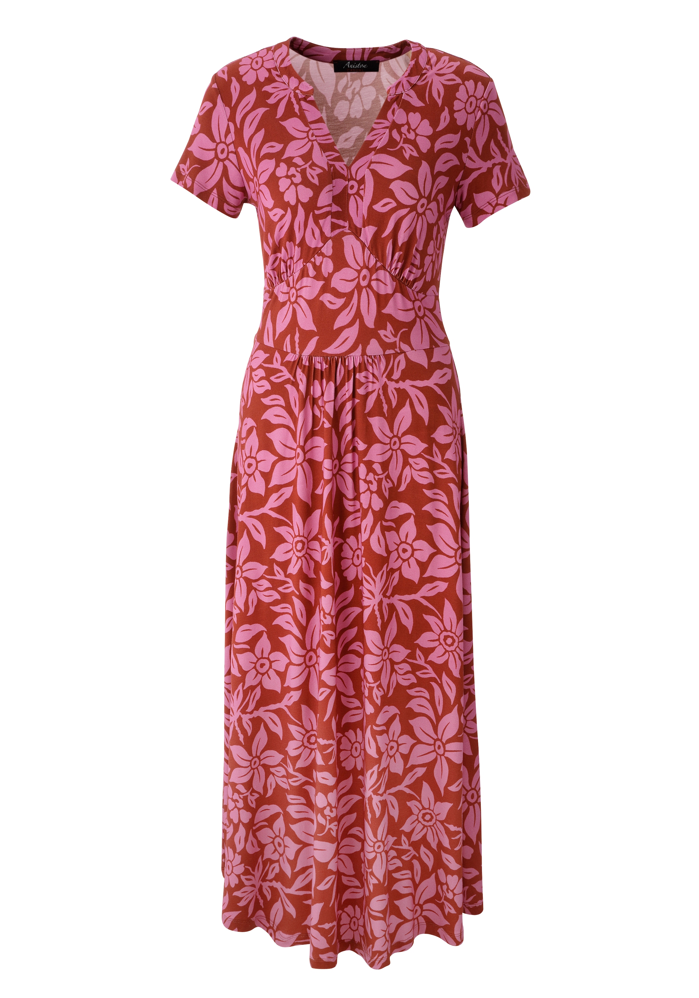 Aniston CASUAL Sommerkleid mit trendfarbenem, grafischen Blumendruck - NEUE KOLLEKTION