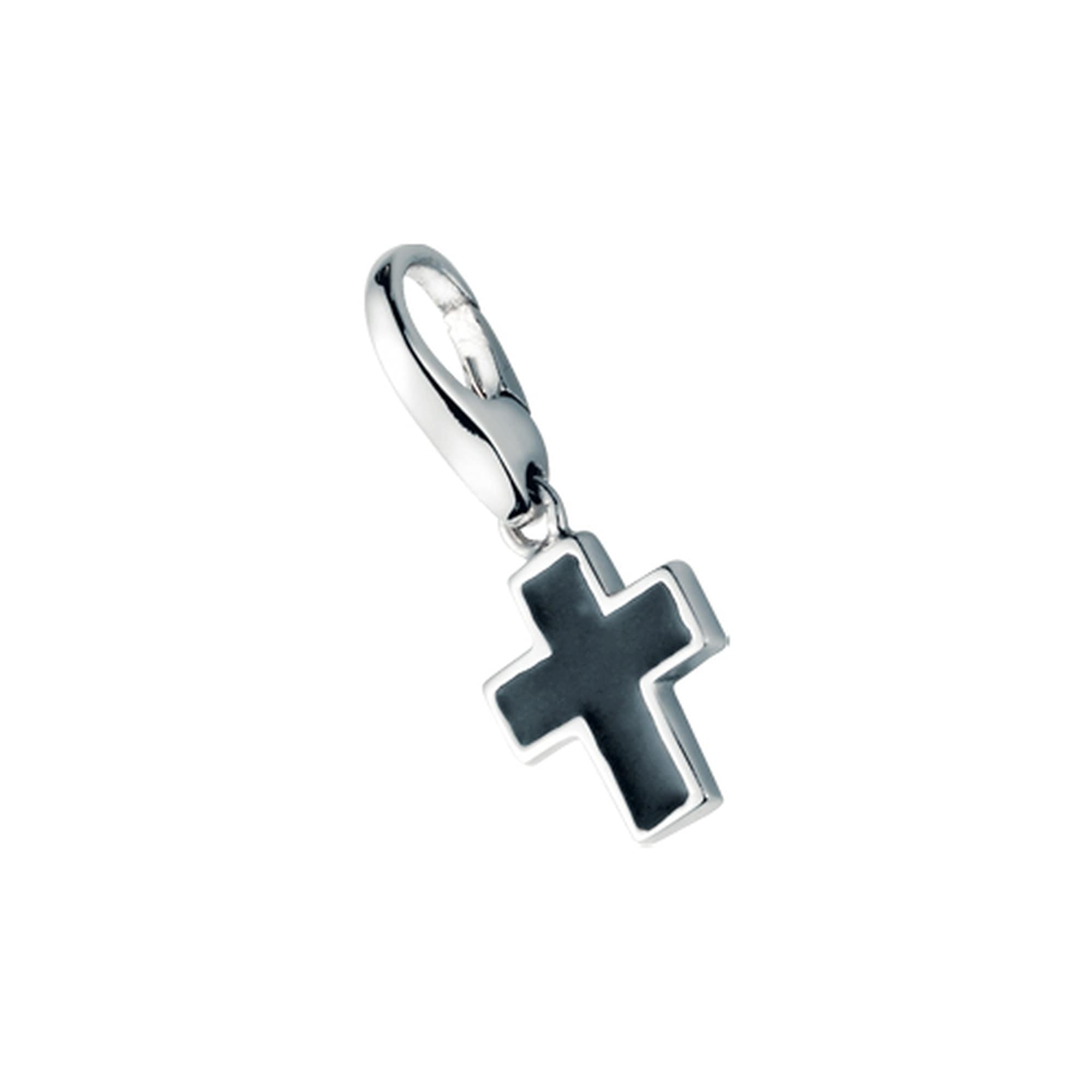 Charm Kreuz »schwarzes Kreuz, Silber 925«