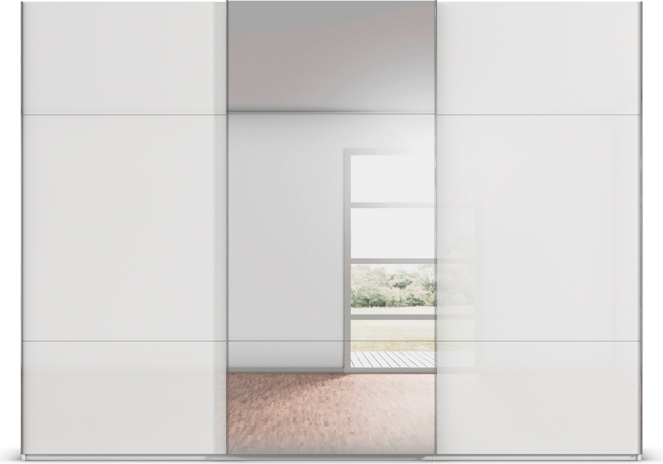 rauch Schwebetürenschrank »Kleiderschrank Schrank Garderobe Schlafzimmerschrank CONTIDO«, (in 3 verschiedenen Ausstattungen BASIC/CLASSIC/PREMIUM), aus hochwertigem Material in 6 Breiten 2 Griff-Farben MADE IN GERMANY