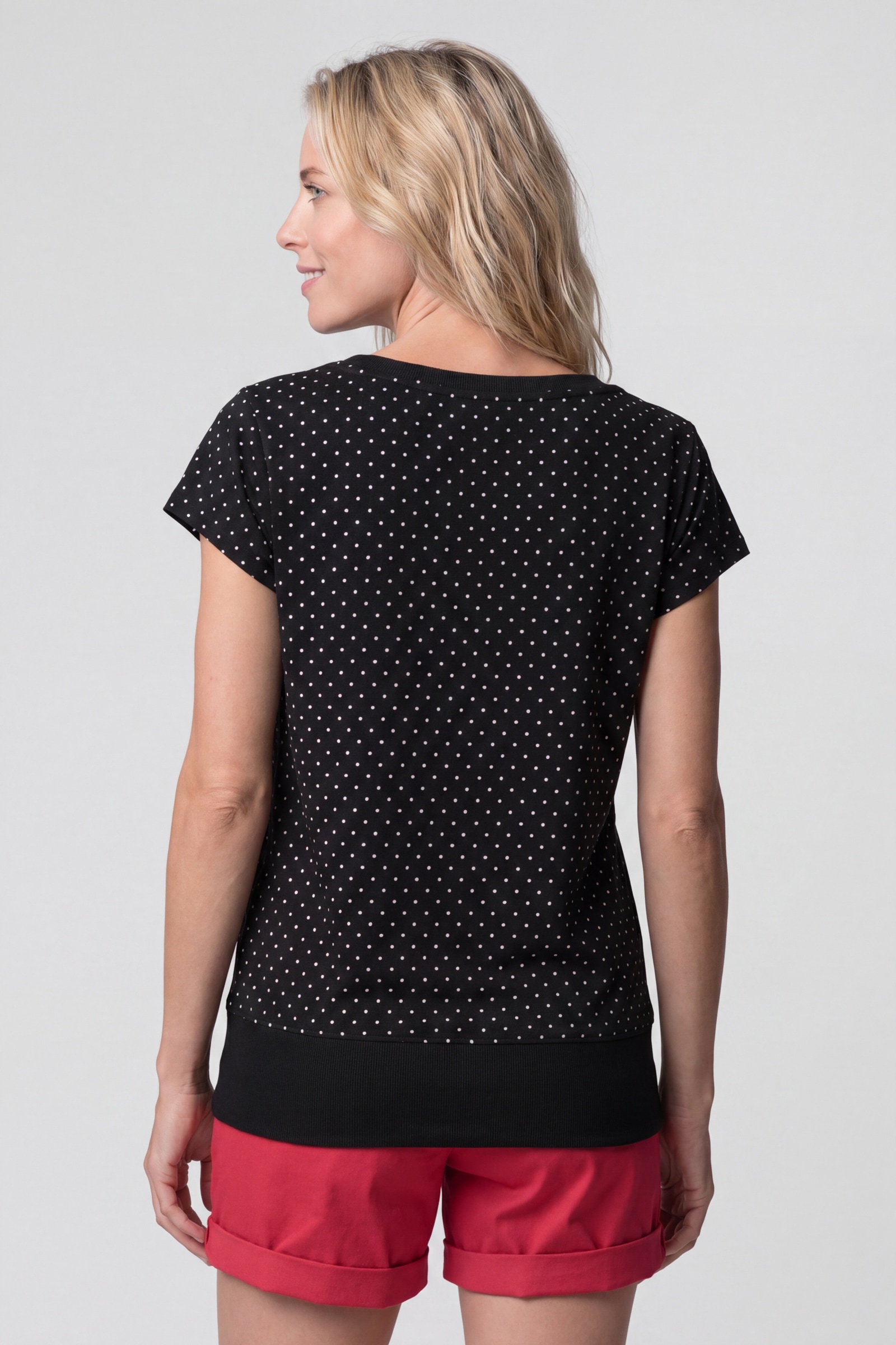Alife & Kickin Rundhalsshirt »Damen BirteAK P Kurzarmshirt, Shirt« Kurzarm mit Polka-Dot-Allover-Print, Scoop-Neck und Rippbund