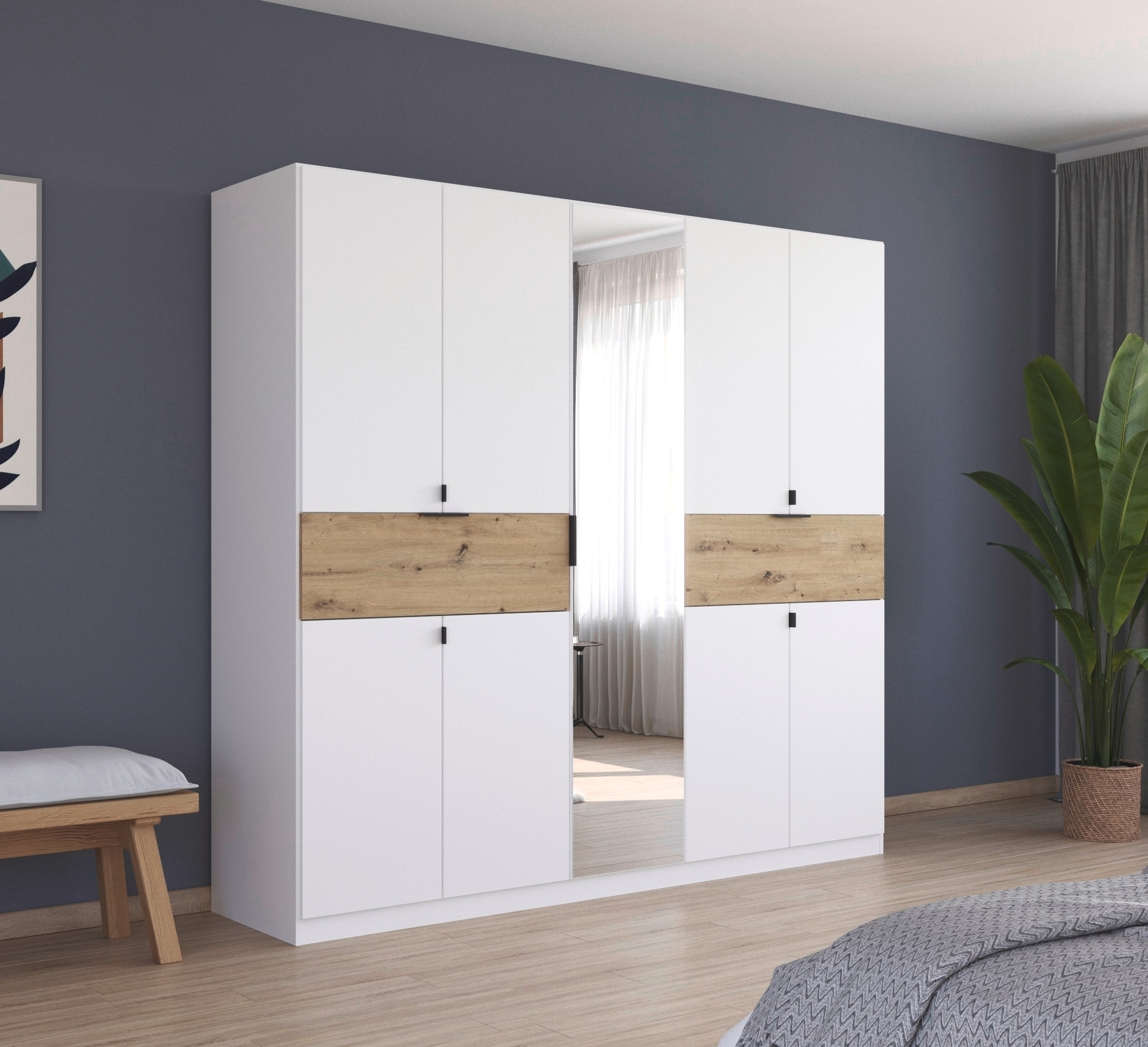 rauch Drehtürenschrank »Kleiderschrank Schrank Garderobe Wäscheschrank TICAO«, (Schubladen in der Höhe variabel positionierbar), mit 2 geräumigen Schubladen, viel Stauraum MADE IN GERMANY