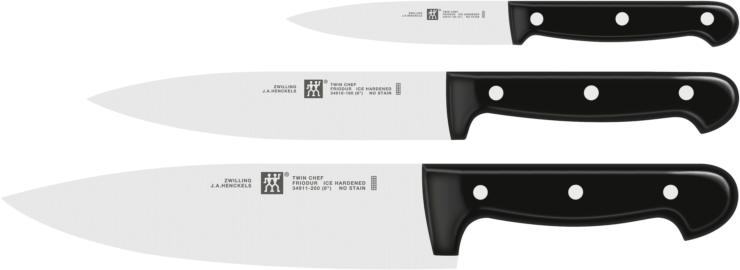 Zwilling Topf-Set »Flow/Shine/Table/Twin Chef 2«, Edelstahl, (Set, 10 tlg., Stieltopf 16, Bratentopf 20, Kochtopf 16/20/24, Bratpfanne 28 cm), Induktion, inkl. Pfanne 28 cm, 3-in1-Sieb, 3-teiligem Kochmesser-Set