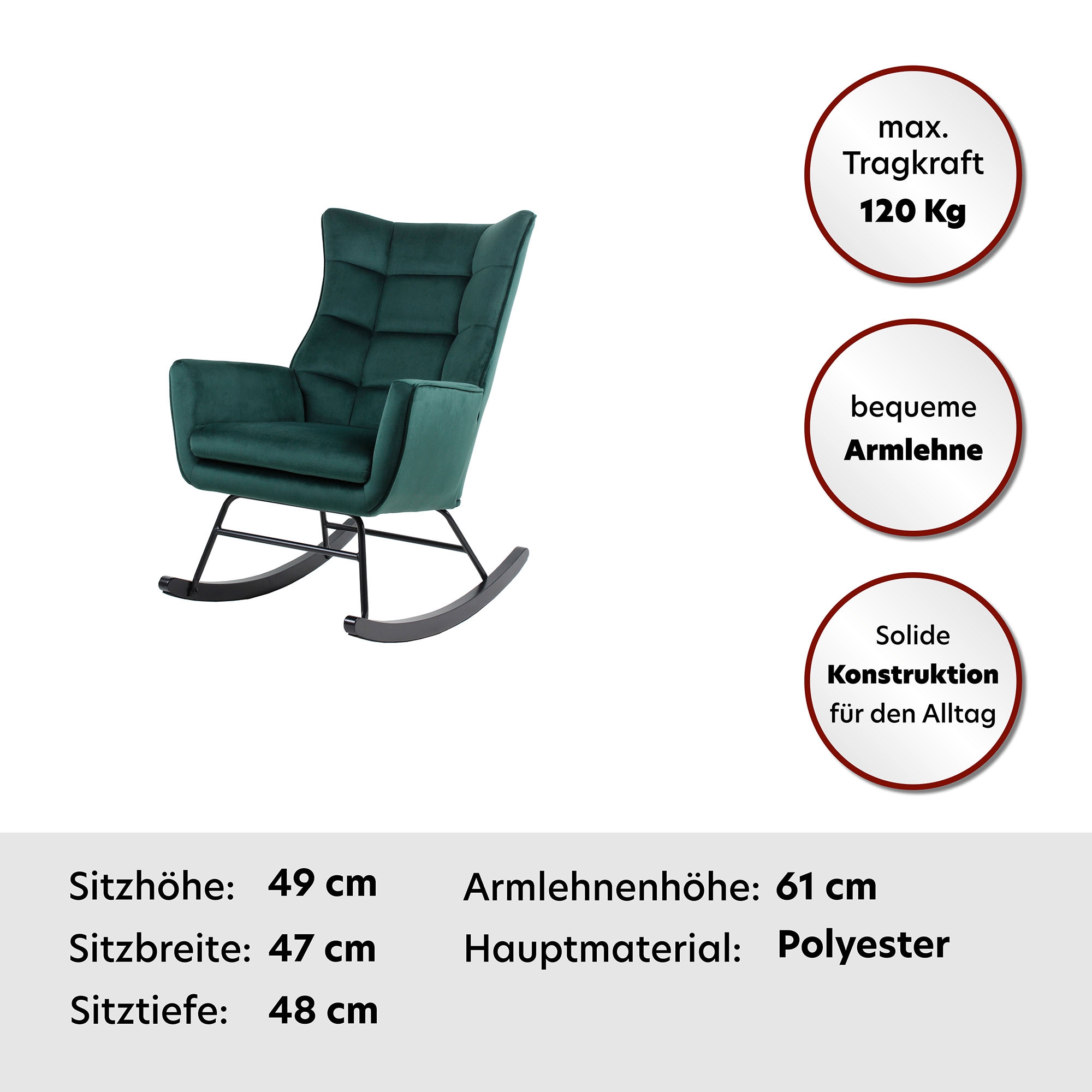 Kayoom Schaukelstuhl »Bryana 125, Relaxstuhl zum Schaukeln, Metallgestell mit Kufen aus Holz«, 1 St., Relaxstuhl zum Schaukeln, Metallgestell mit Kufen aus Holz, gemütlich