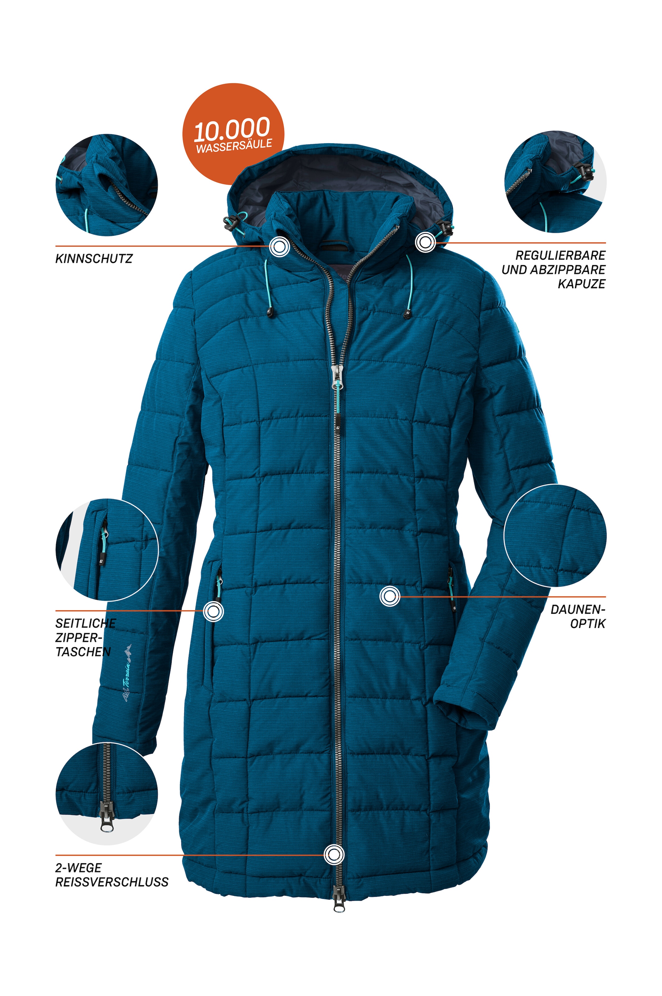 Killtec Steppmantel »Skane WMN Quilted PRK«, Moderner Parka von killtec: warm, wasser- und winddicht, atmungsaktiv