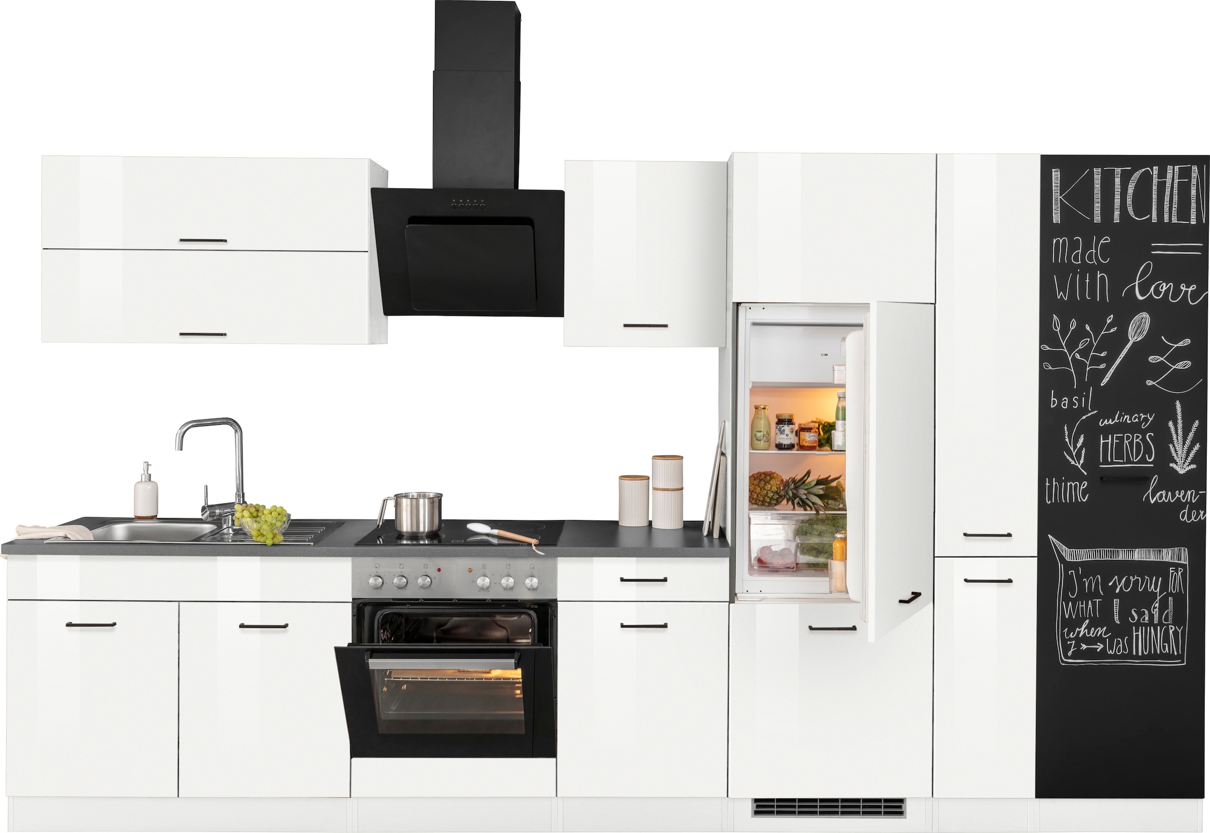 KOCHSTATION Küchenzeile »KS-Trier«, mit E-Geräten, Breite 350 cm
