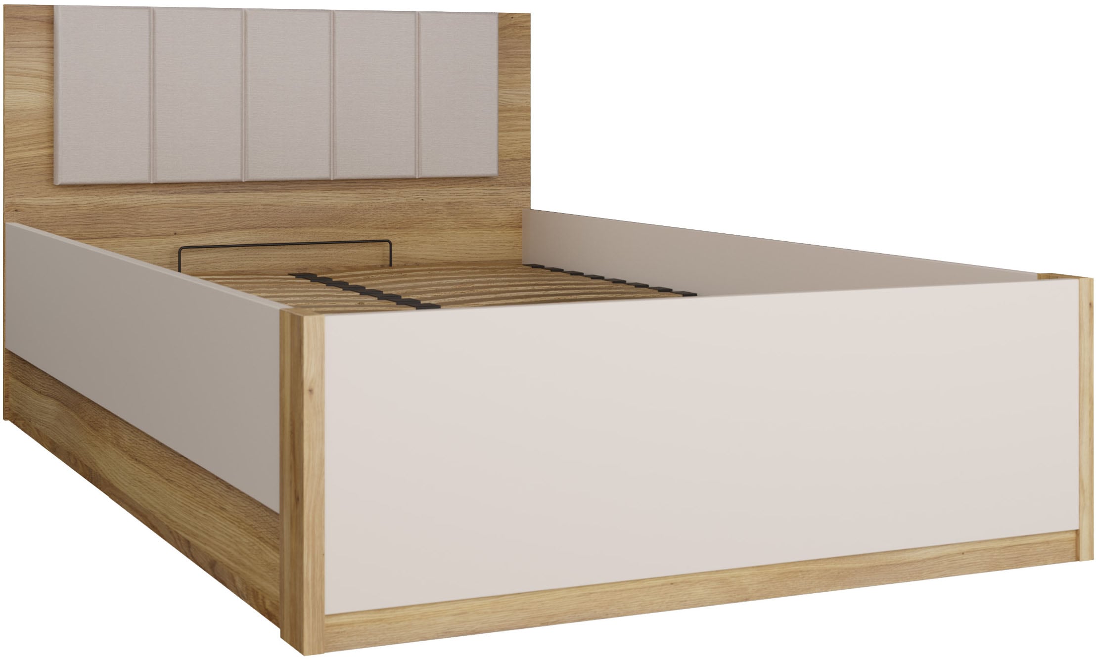 FORTE Bettgestell "Oak Squere" B/H/T :125,8/90/205,2 cm aufklappbarer Lattenrost, Stauraum