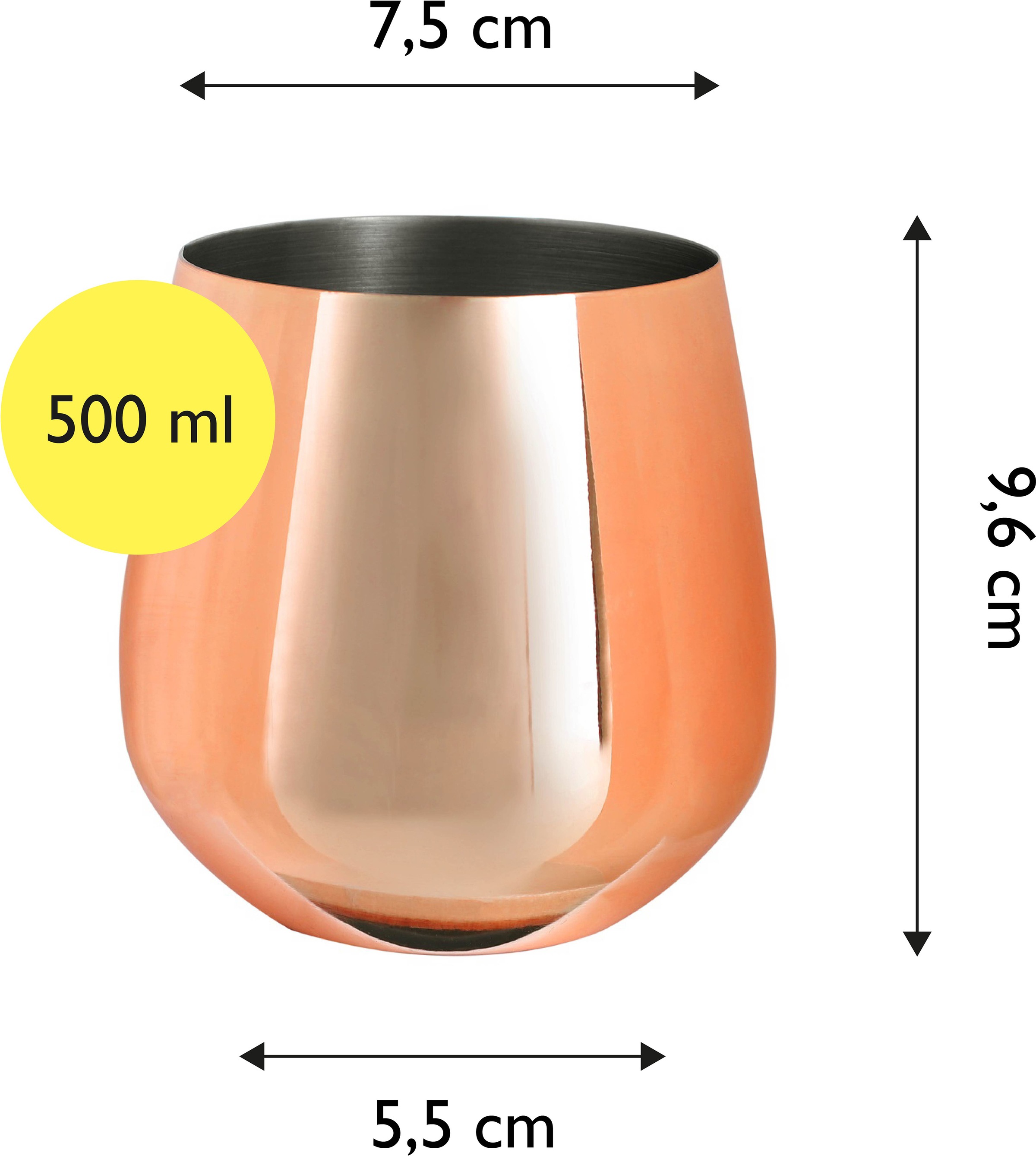 ECHTWERK Weinglas, (Set, 2 tlg.), (Wein & Wasserkelch-Set), 500 ml, bruchsicher, stiellos, 10 x 9,5 cm