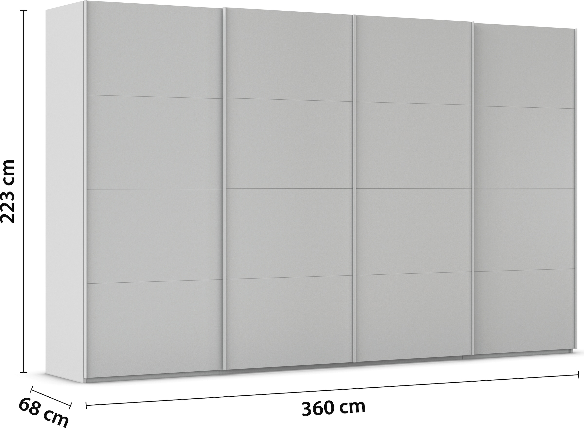 rauch Schwebetürenschrank »Kleiderschrank Schrank Garderobe Schlafzimmerschrank SCALE-FYRA«, edle viergeteilte Türen viele Farben und Griff-Farben MADE IN GERMANY