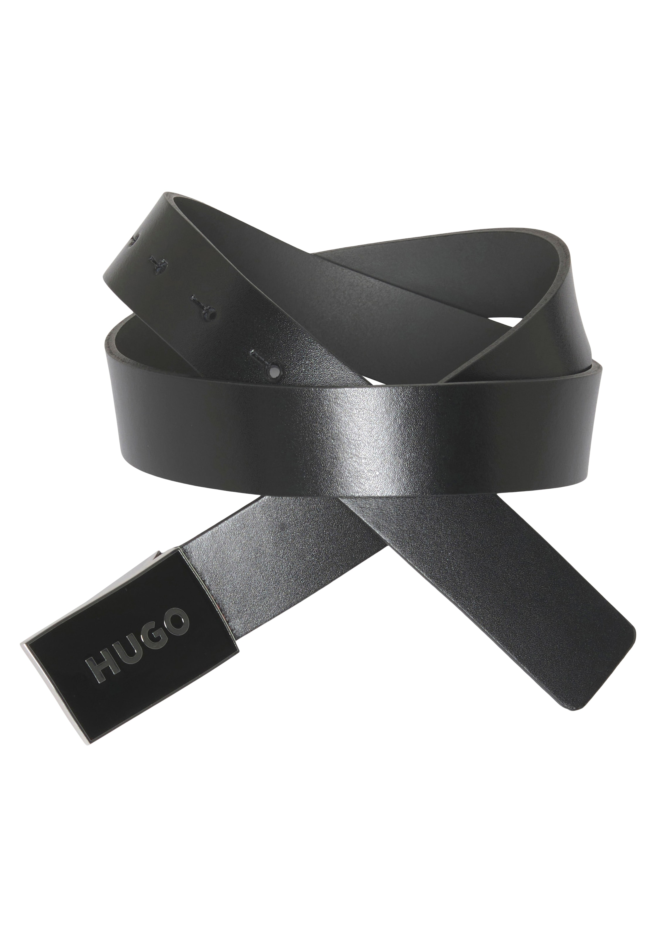 HUGO auf Ledergürtel BAUR mit Black | Markenlabel der Schnalle Friday »Gerrity_Sz30«,