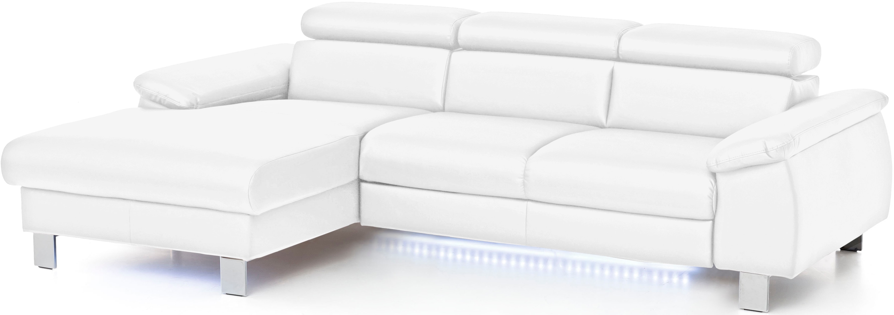 COTTA Ecksofa "Komaris L-Form,B:244cm, inkl. Kopfteilverstellung, Wellenunterfederung" optional mit Schlaffunktion und Bettkasten, plus opt. LED Beleuchtung