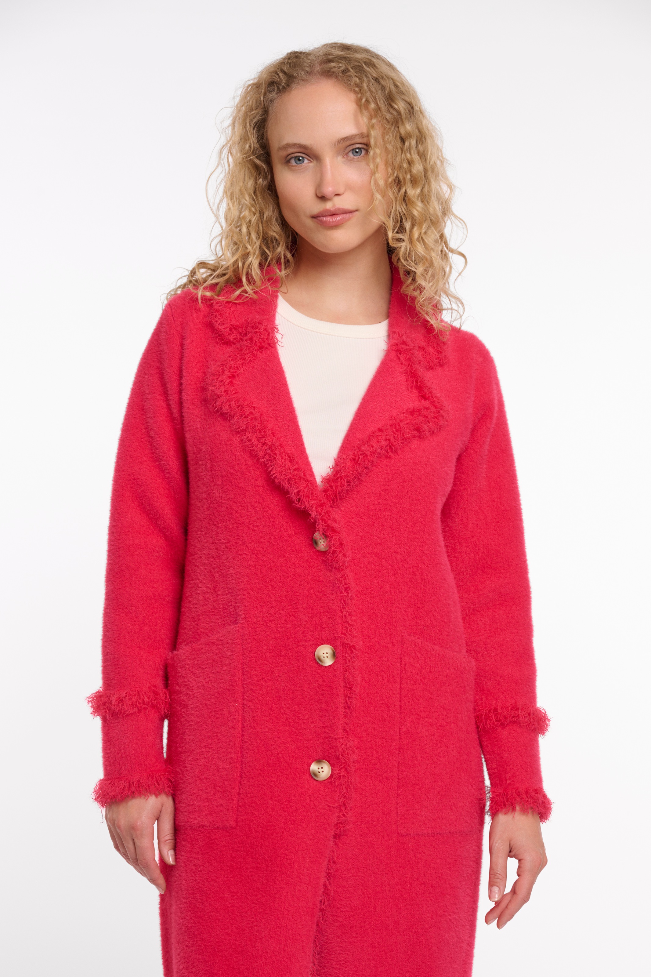 Rino & Pelle Longstrickjacke "CATENA" mit Fransendetails und Knöpfen günstig online kaufen