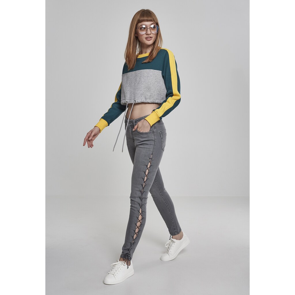 URBAN CLASSICS Sweatshirt »Urban Classics Damen Ladies Cropped 3-Tone Stripe Crew«, (1 tlg.)