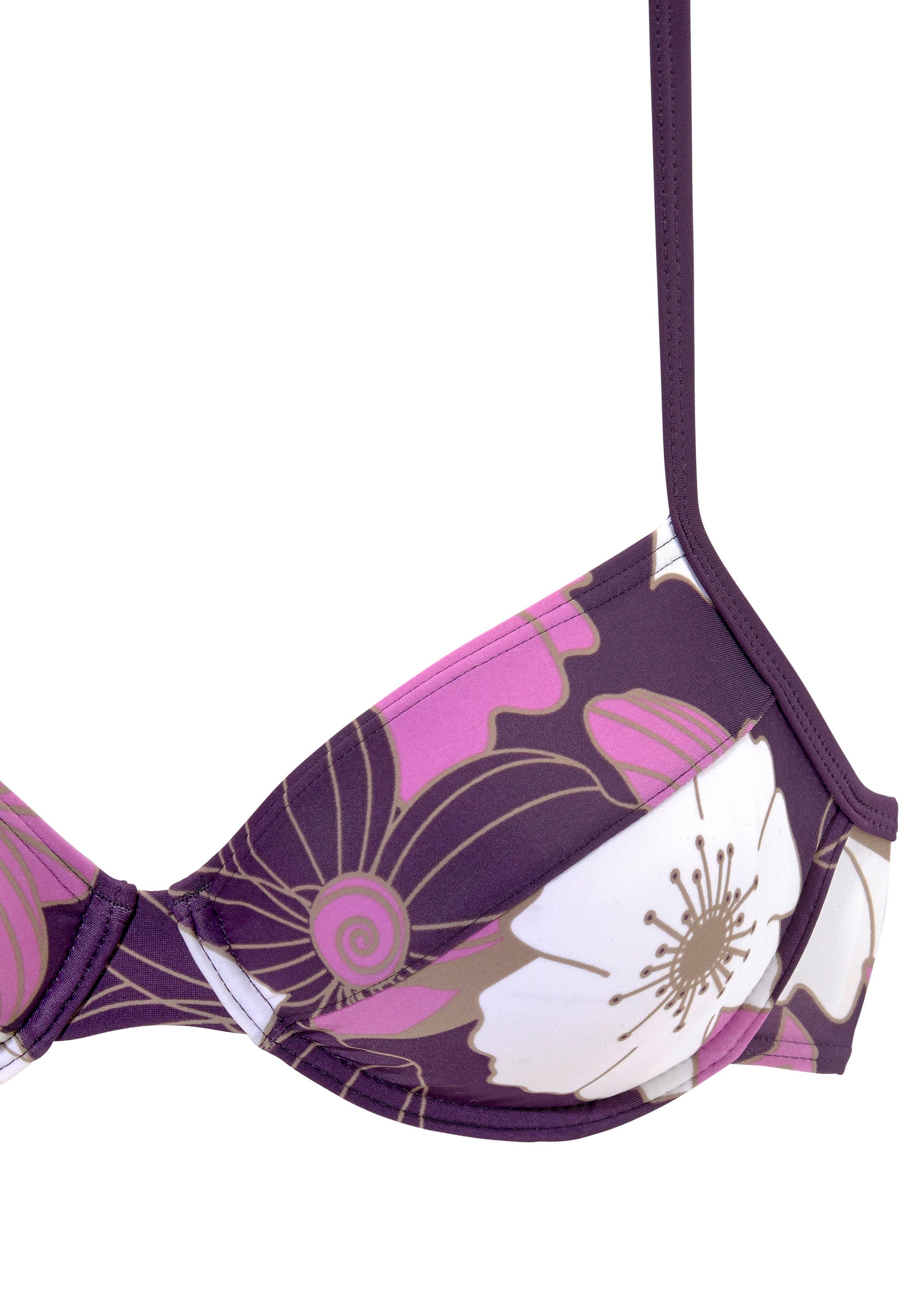 LASCANA Bügel-Bikini, florales Design, Bikini-Hose mit Vordermieder, Hose mit Ziergürtel