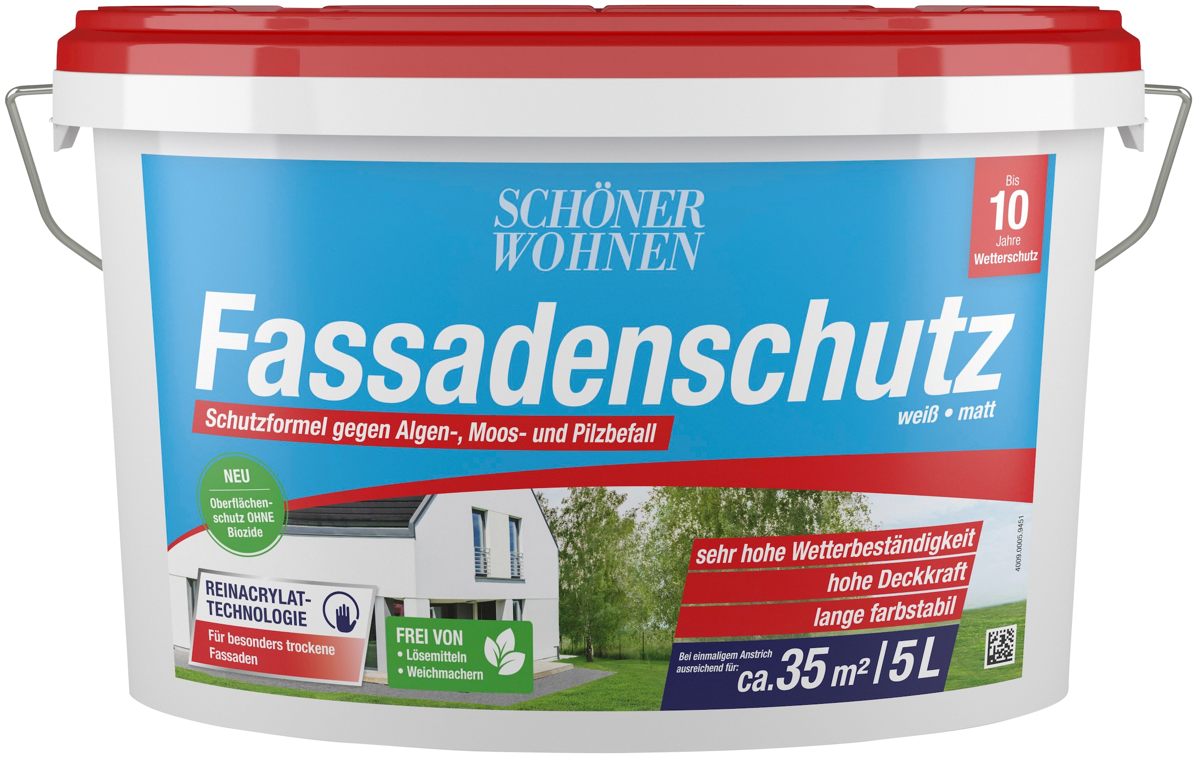 SCHÖNER WOHNEN FARBE BAUR Rechnung und | wasserabweisend 2,5 »Fassadenschutz Liter, 2,5L«, wetterbeständig Fassadenfarbe per weiß, hoch