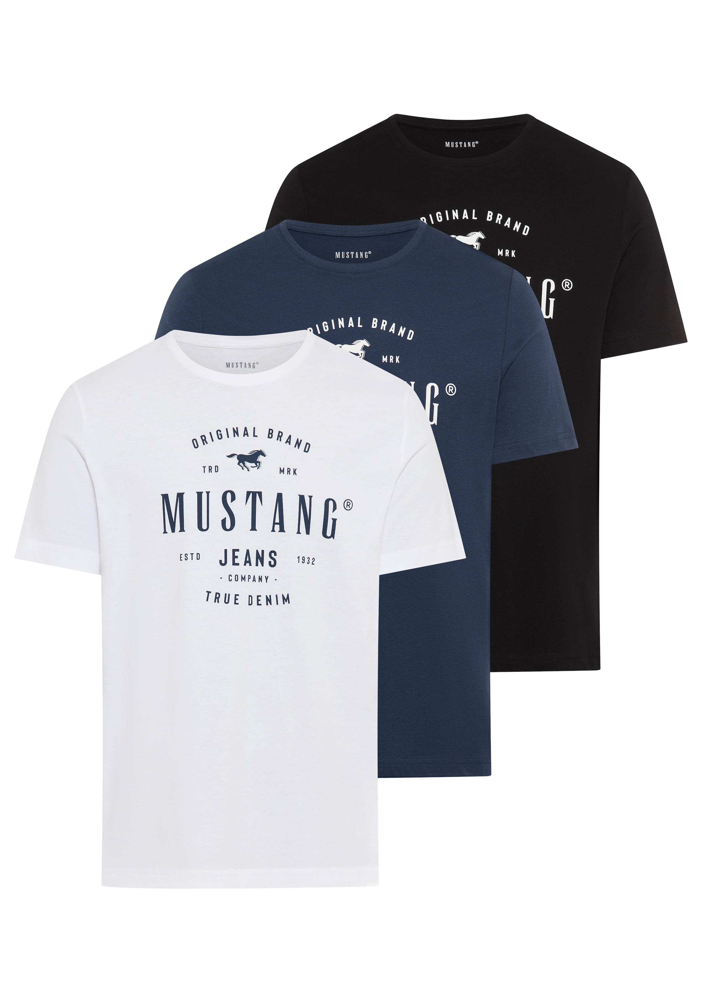 MUSTANG T-Shirt "Style Alex 3-Pack" Packung, 3er, 3 Stk. tlg. mit plakative günstig online kaufen