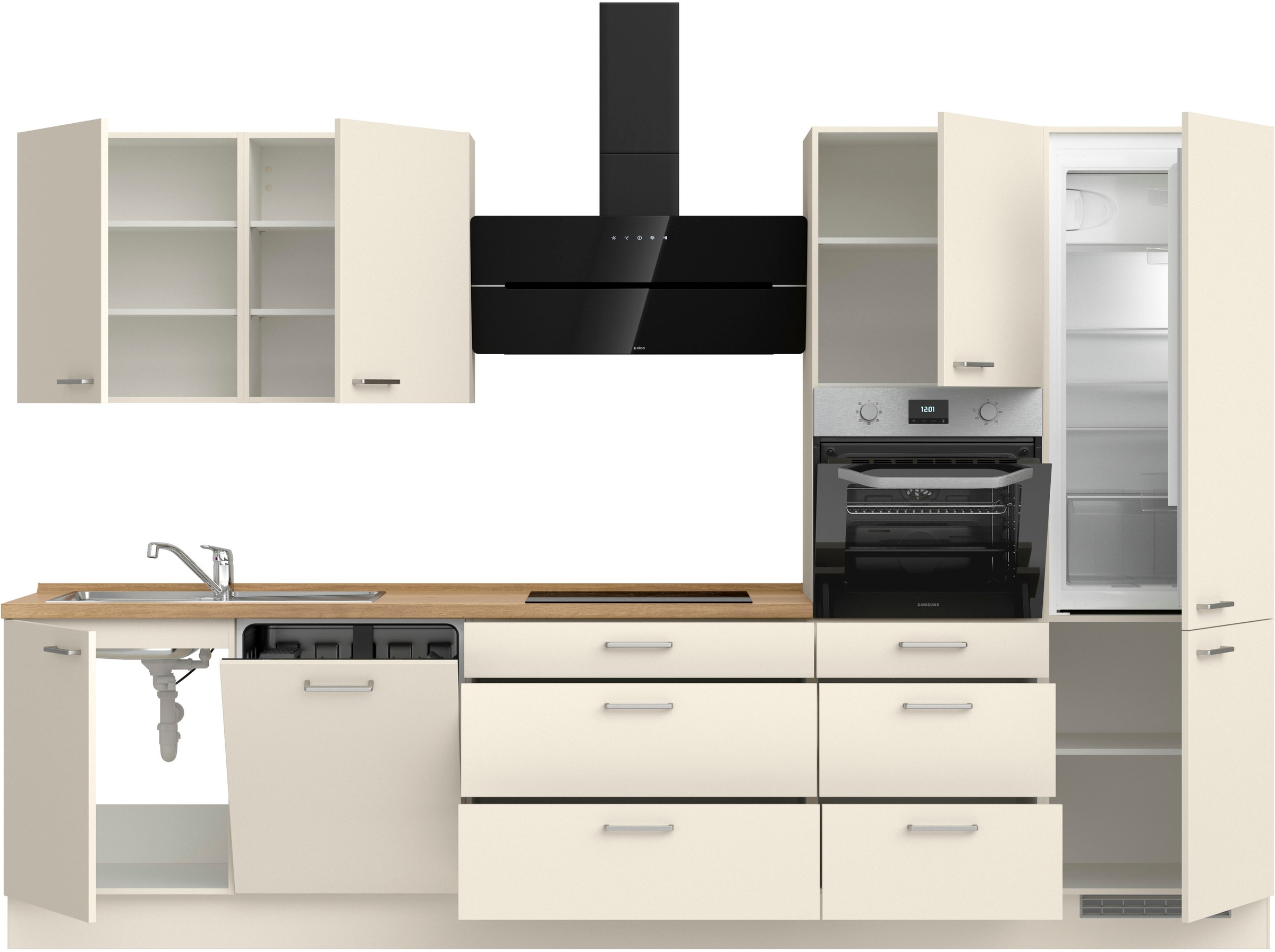 nobilia® Küchenzeile »"Touch II"«, vormontiert, Ausrichtung wählbar, Breite 330 cm, wahlw. mit E-Geräten