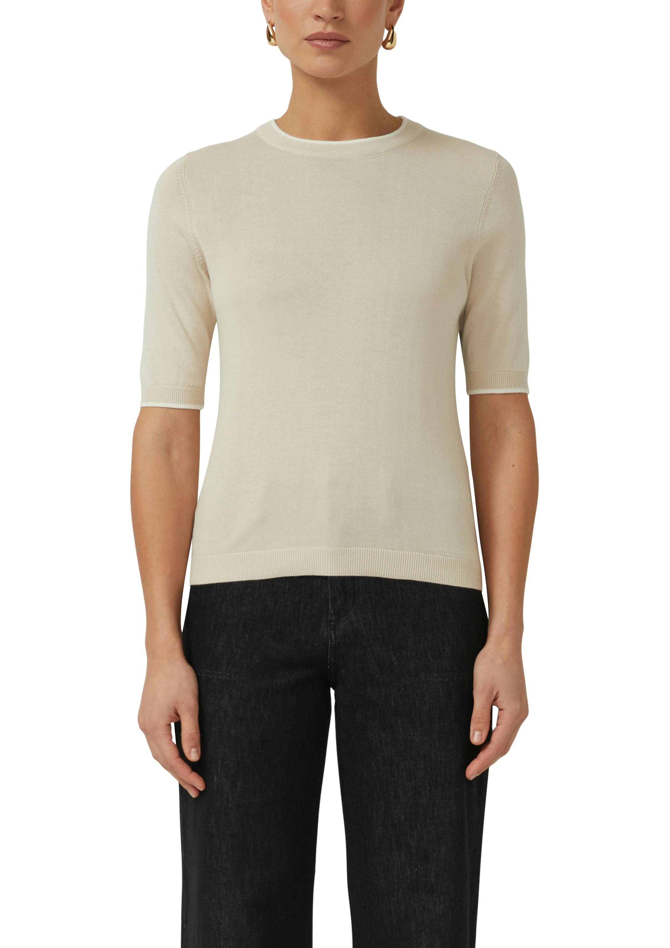 s.Oliver BLACK LABEL Rundhalspullover mit Rippbündchen