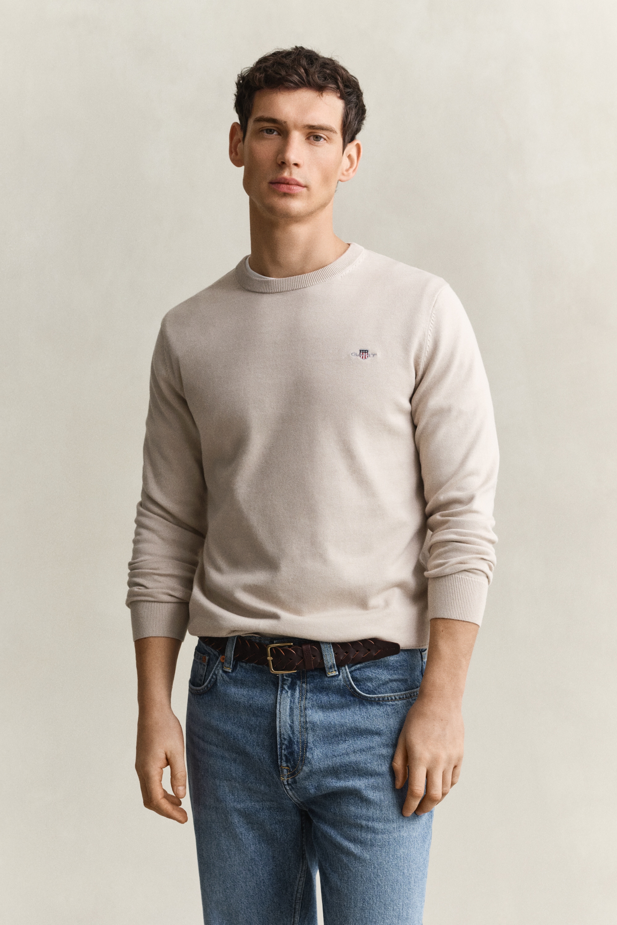Gant Rundhalspullover »CLASSIC COTTON« Regular fit mit Rundhalsausschnitt