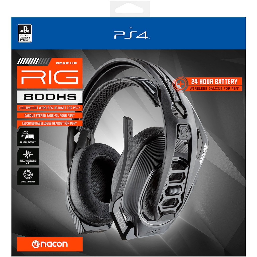 nacon Gaming-Headset »Nacon RIG 800HS V2 Gaming-Headset, schwarz, 3,5 mm Klinke«, Audio-Chat-Funktionen, kabelloses, Stereo, Over Ear, PC, PS4