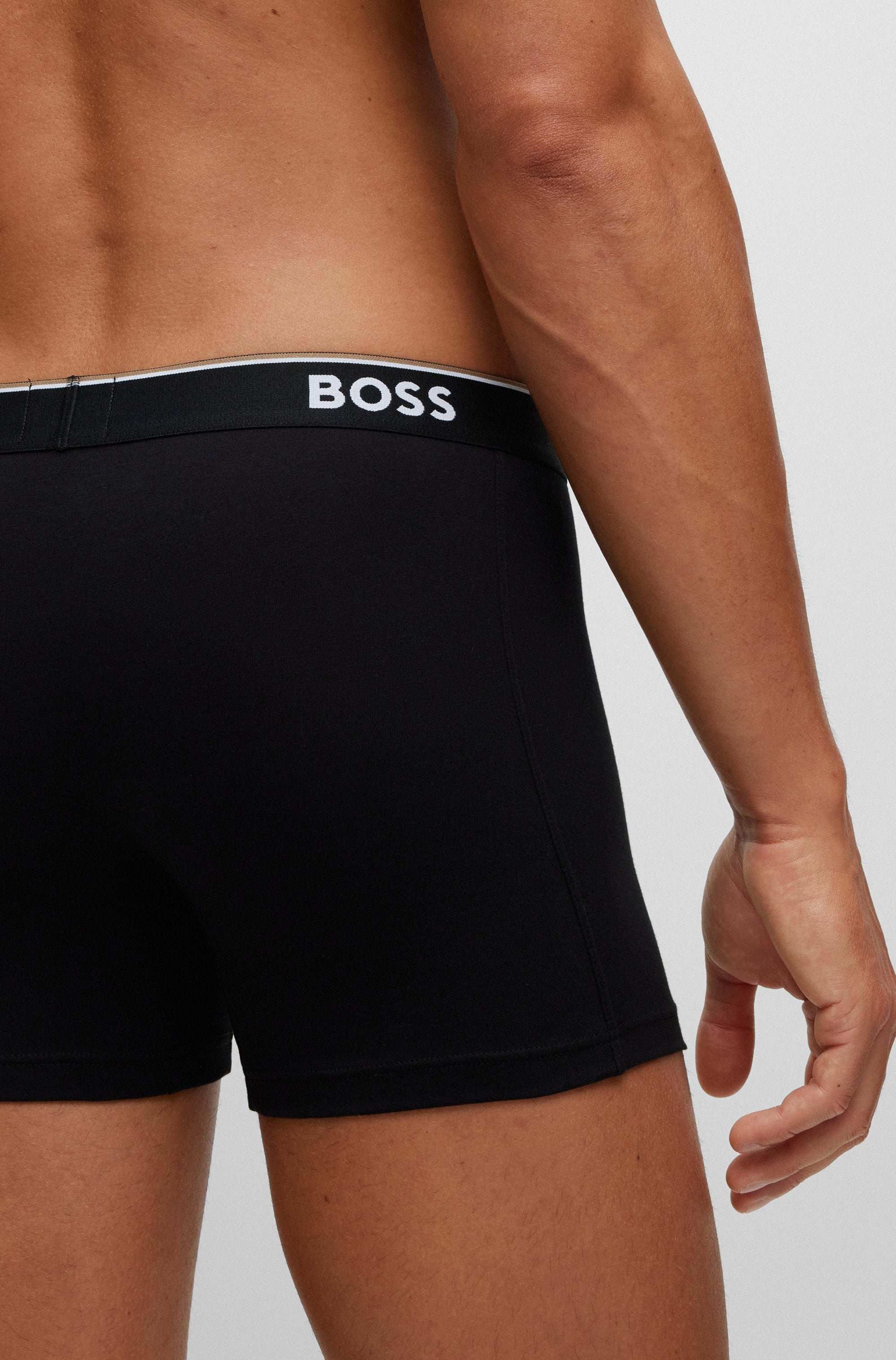 BOSS Langer Boxer »Boxer Brief 3P«, (Packung, 3er-Pack), mit farblich passendem Webbund