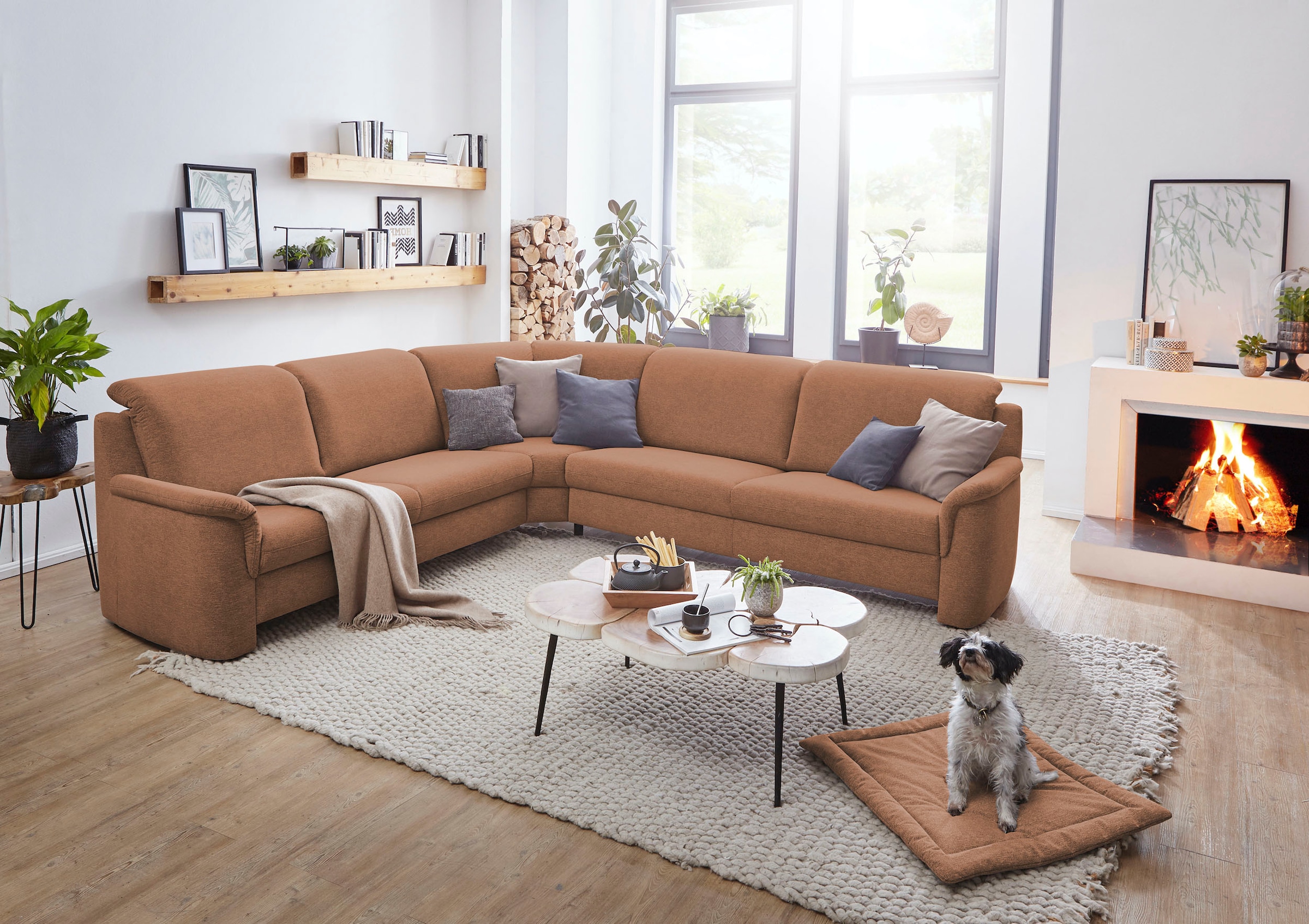 VILLA BECK Ecksofa »Garda L-Form«, (4 St.), inklusive Kopfteilverstellung, Stellmaß 277x245cm