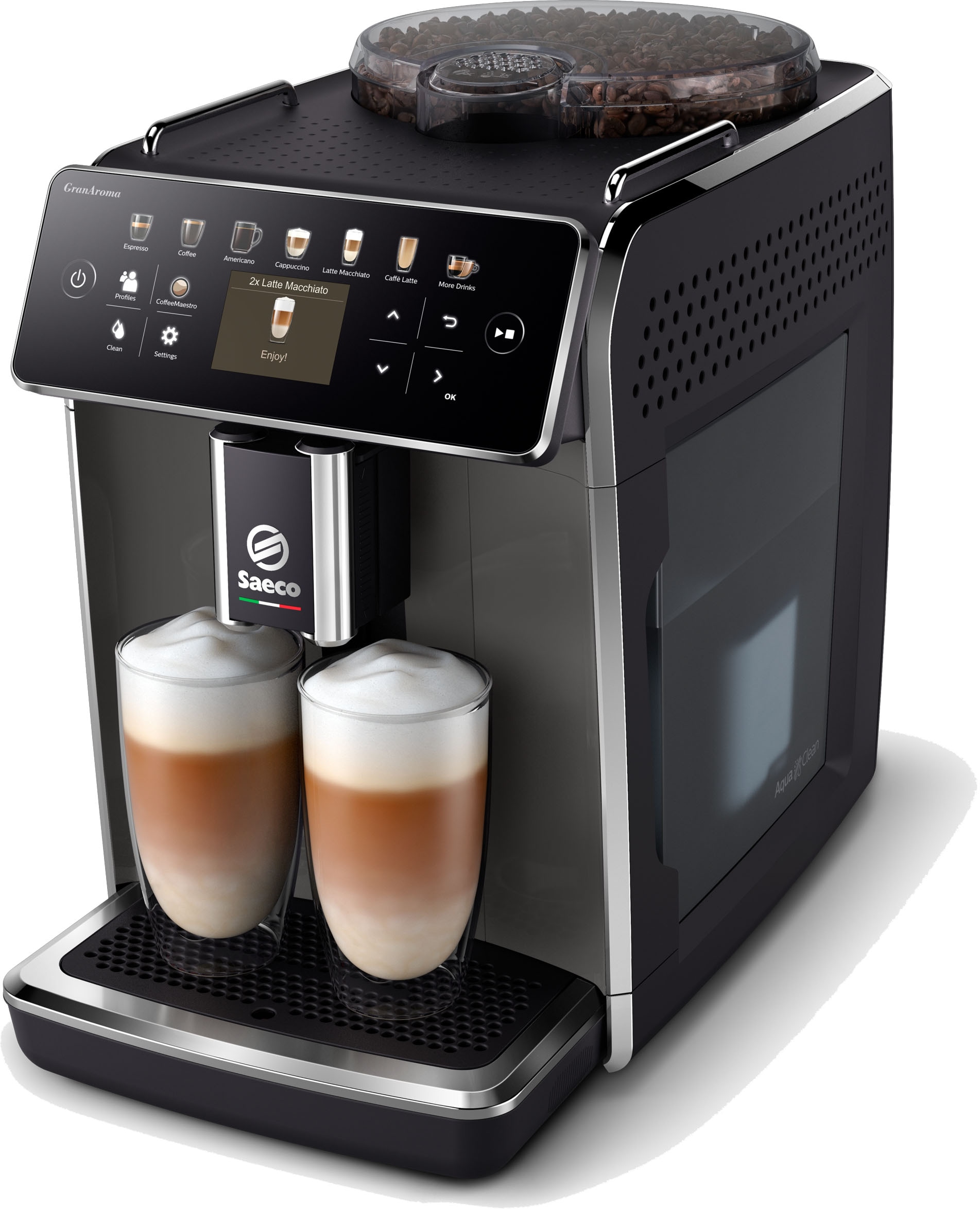 Saeco Kaffeevollautomat »GranAroma SM6580/50« 14 Kaffeespezialitäten, 4 Benutzerprofilen und TFT Display
