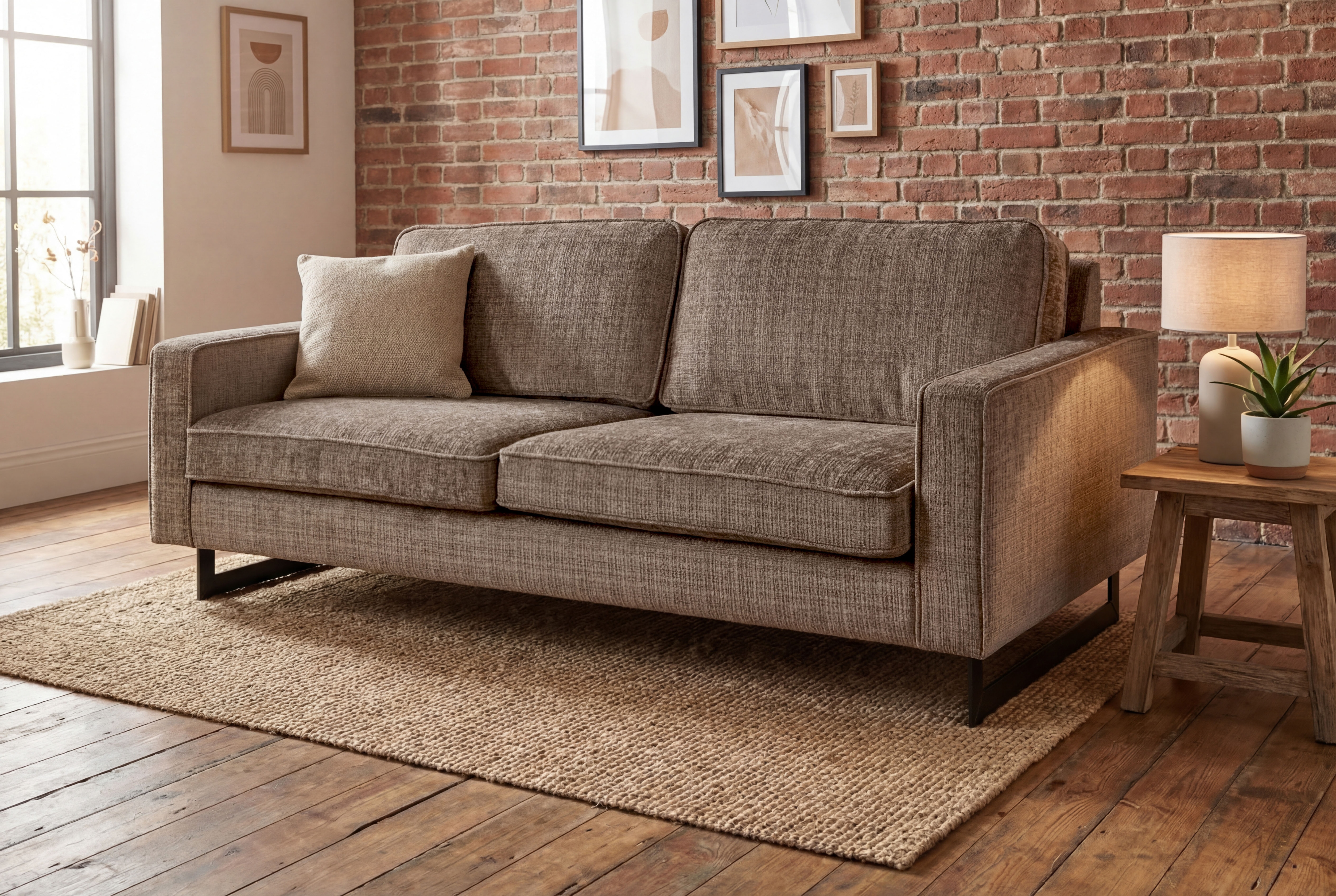 OTTO home 3-Sitzer "Maxi-Ausführung Pinto, 236 cm, Cord, Chenille, Lederoptik" mit Keder, schwarze Metallfüße, Wellenunterfederung