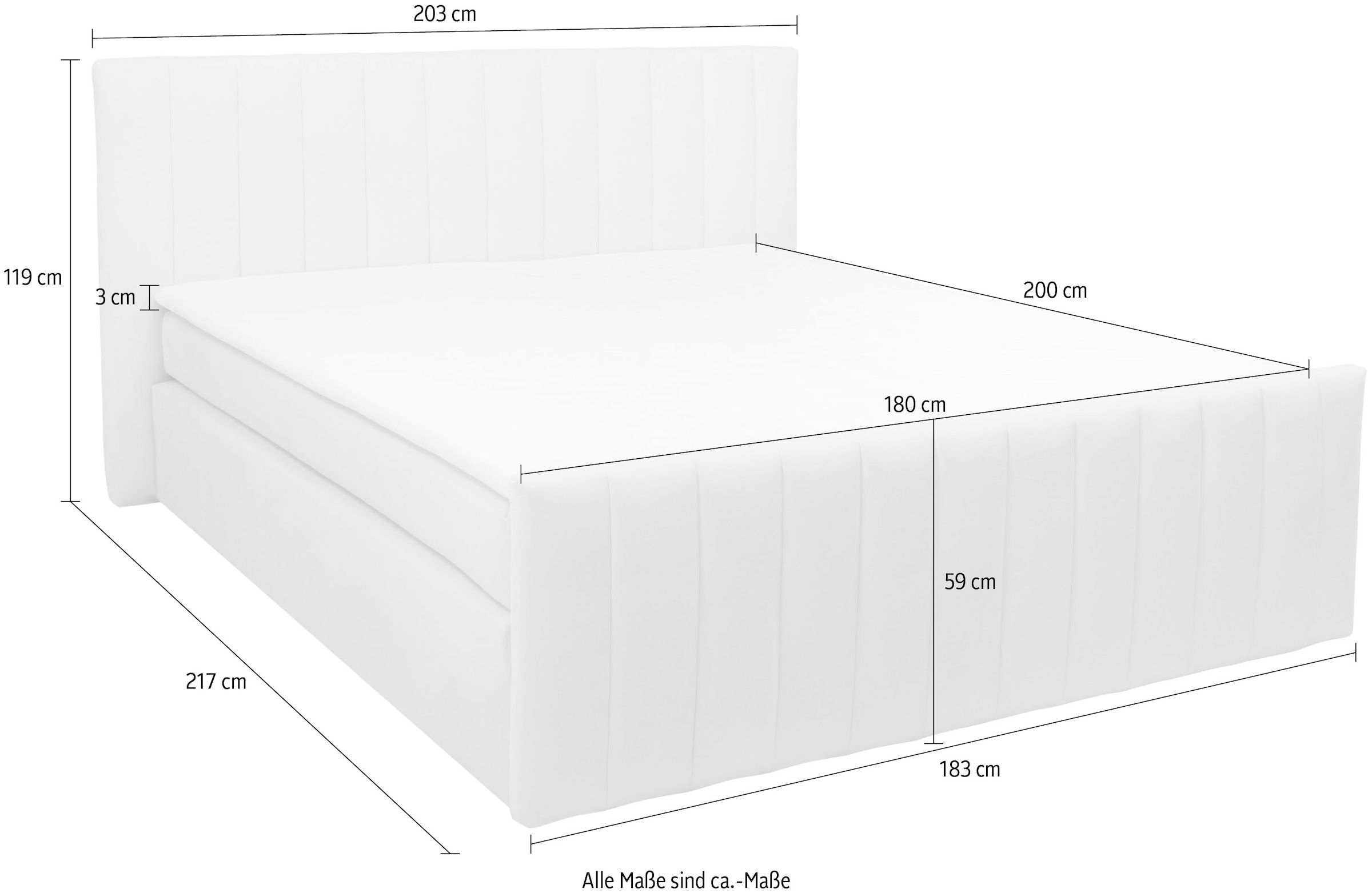 INOSIGN Boxspringbett »Effy inkl. Bettkasten und Topper, erhältlich in der Breite 180x200cm«, wahlweise in H3 oder H4 wählbar