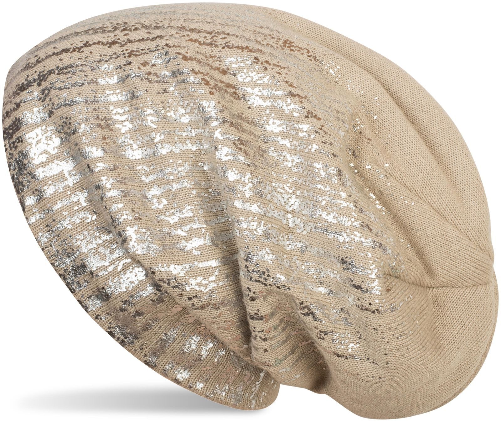 styleBREAKER Strickmütze "Feinstrick Beanie mit Metallic Print" 1 Stk.