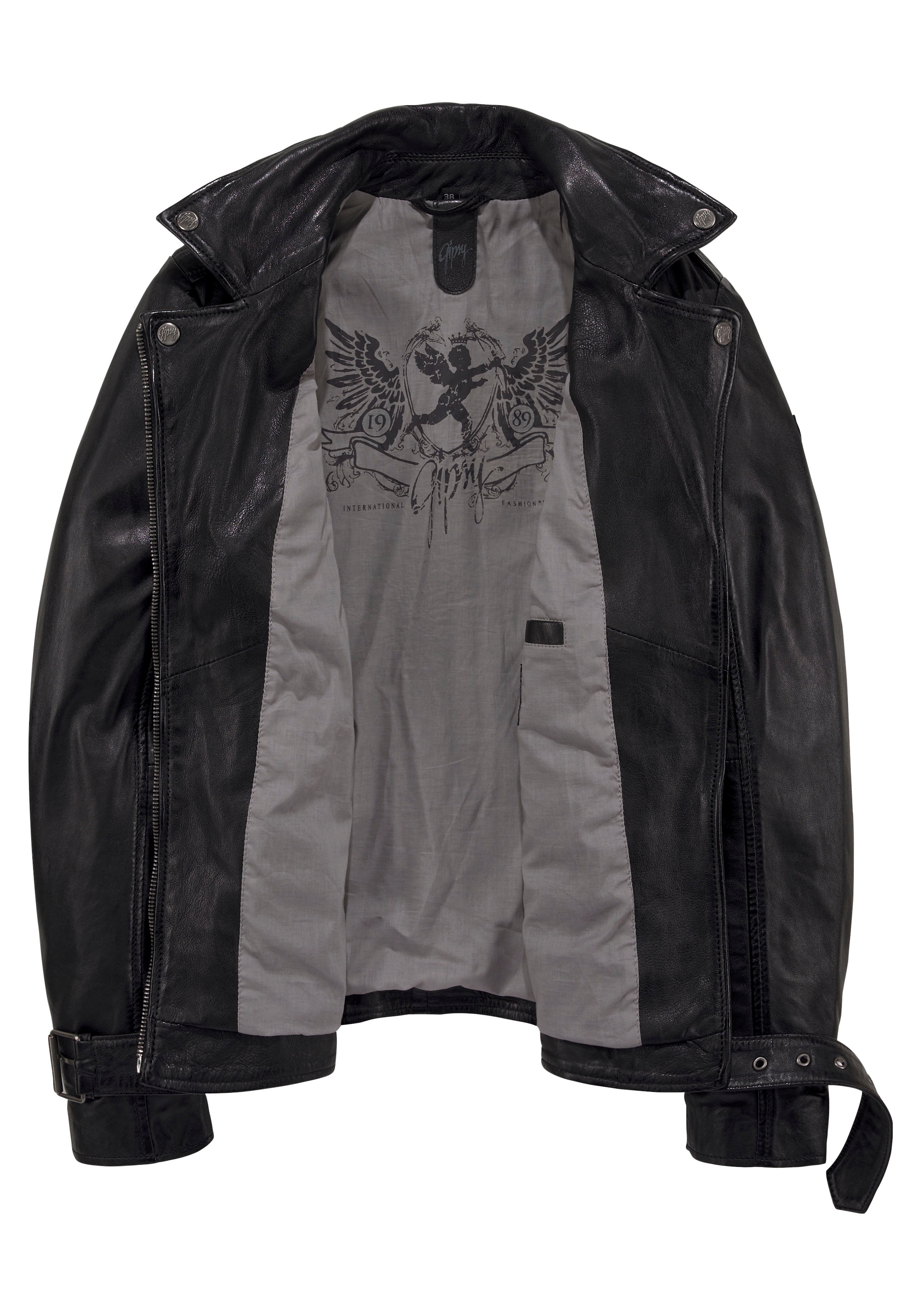 Gipsy Lederjacke »AUBREE«, lässige Bikerjacke mit Gürtel