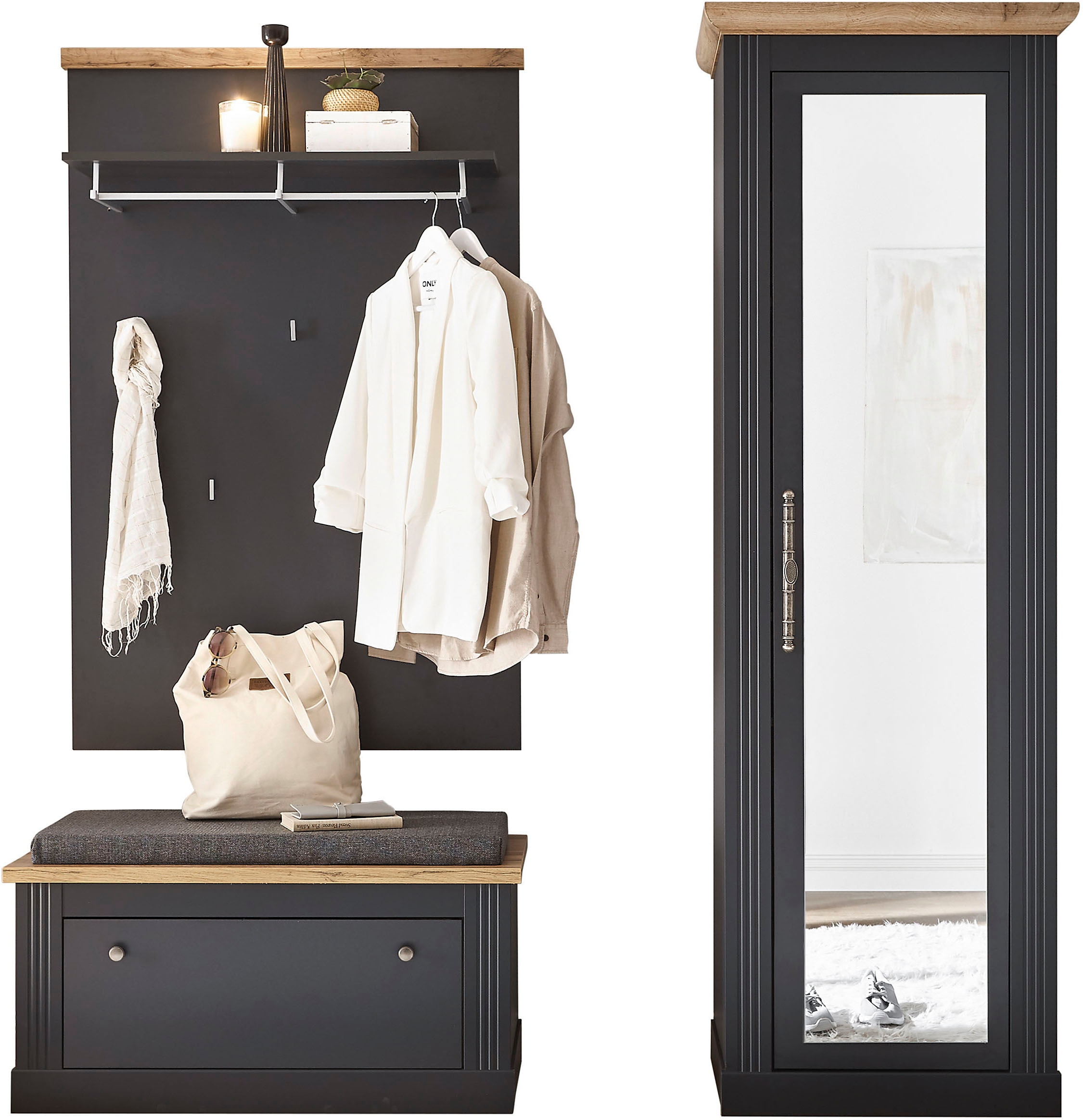 OTTO home Garderoben-Set "Westminster, Garderobe im Landhausstil, Komplettset mit viel Stauraum" 3 Stk. tlg.