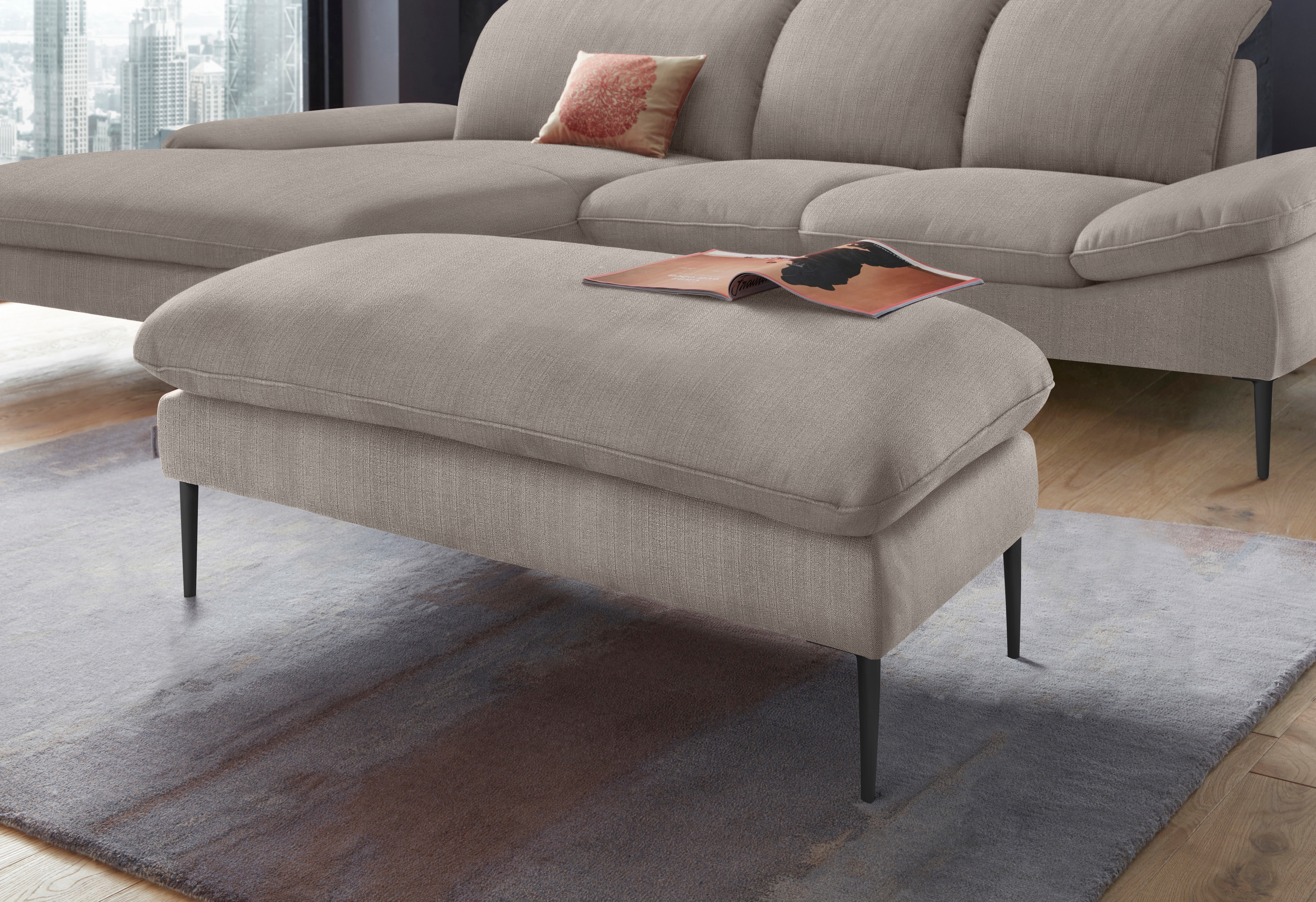 W.SCHILLIG Hocker "enjoy&MORE" Füße schwarz pulverbeschichtet, Breite 106 cm