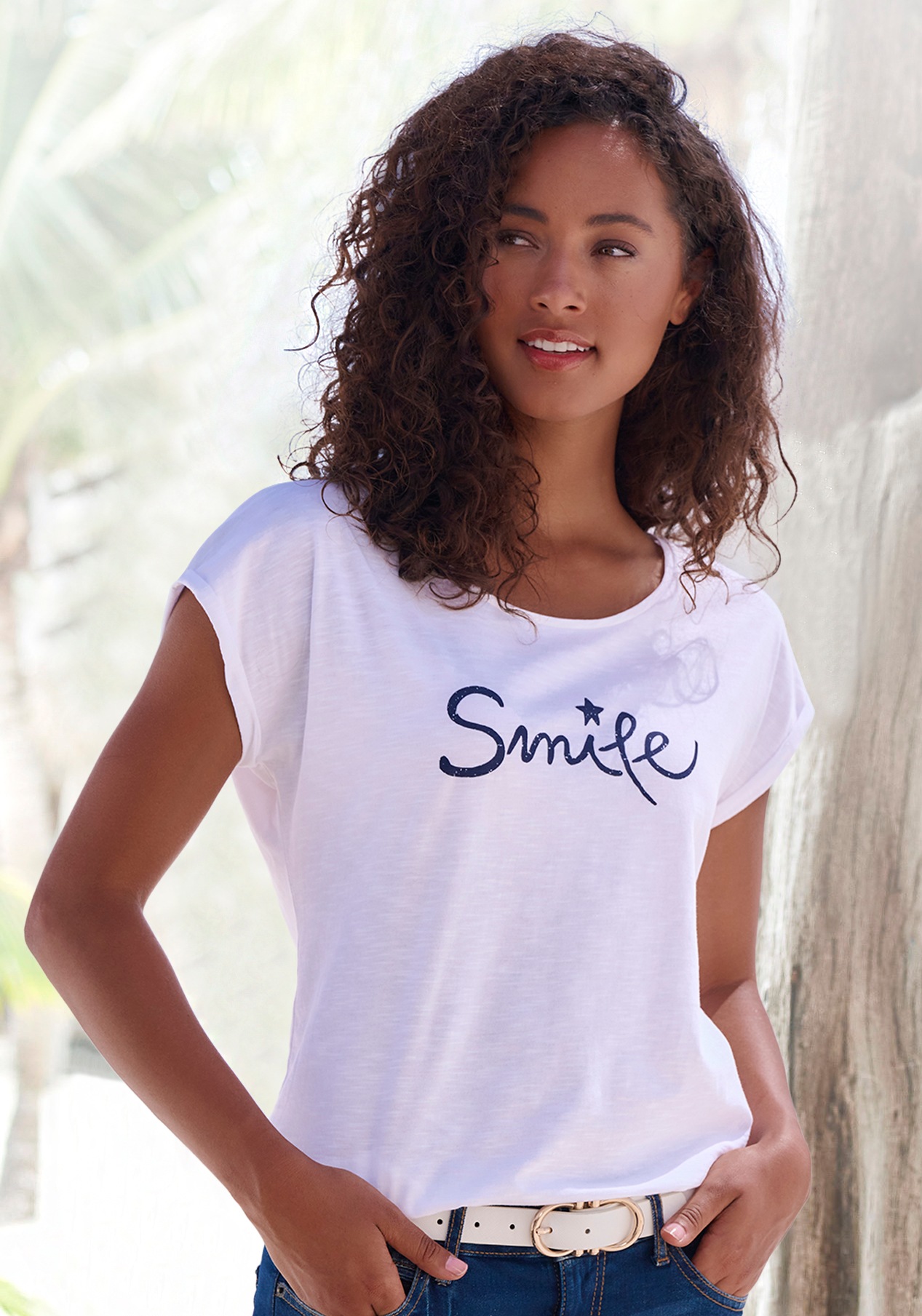 Beachtime by Lascana T-Shirt "Smile" aus reiner Baumwolle - perfekt für den Sommer