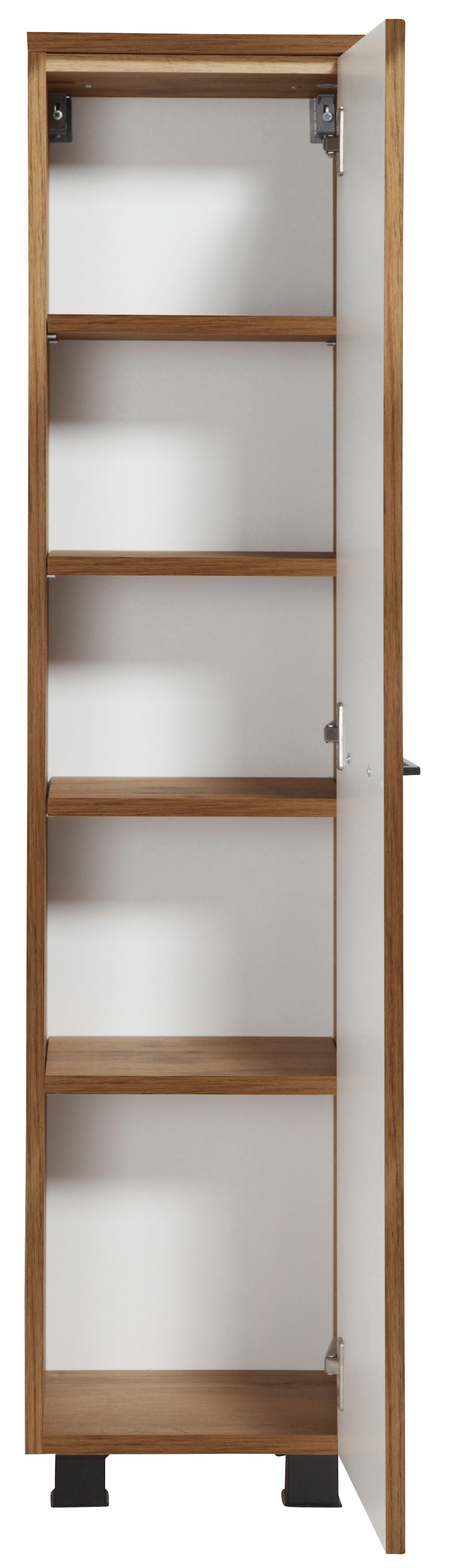 welltime Badmöbel-Set »"Trento", Badezimmer-Set, Hängeschrank, Unterschrank, Midischrank«, (5 St.), Waschbeckenunterschrank, Spiegelschrank inkl. Aufbauleuchte