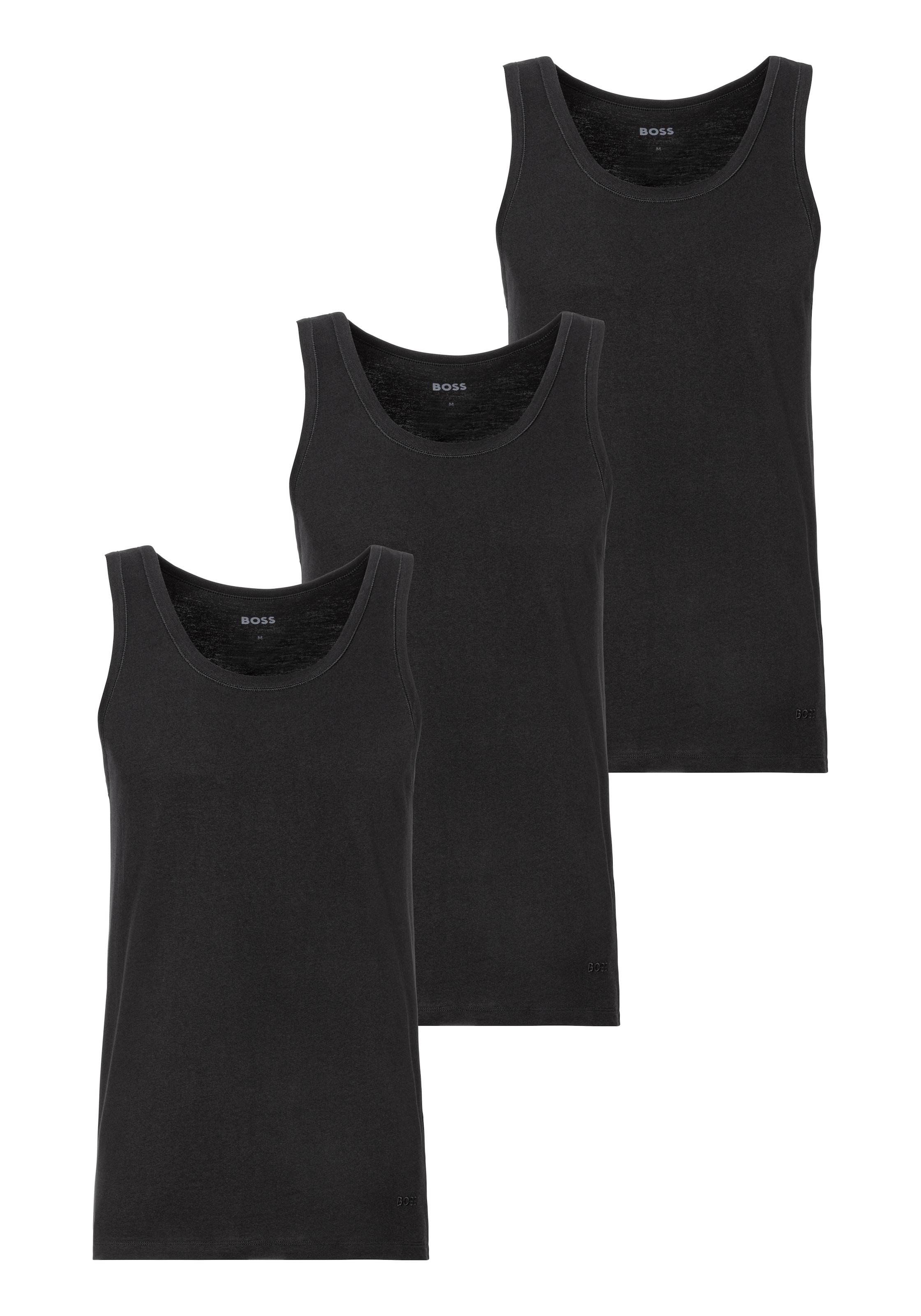 BOSS Unterhemd »Tank Top 3P CO«, (Packung, 3 St.), mit Rippbündchen