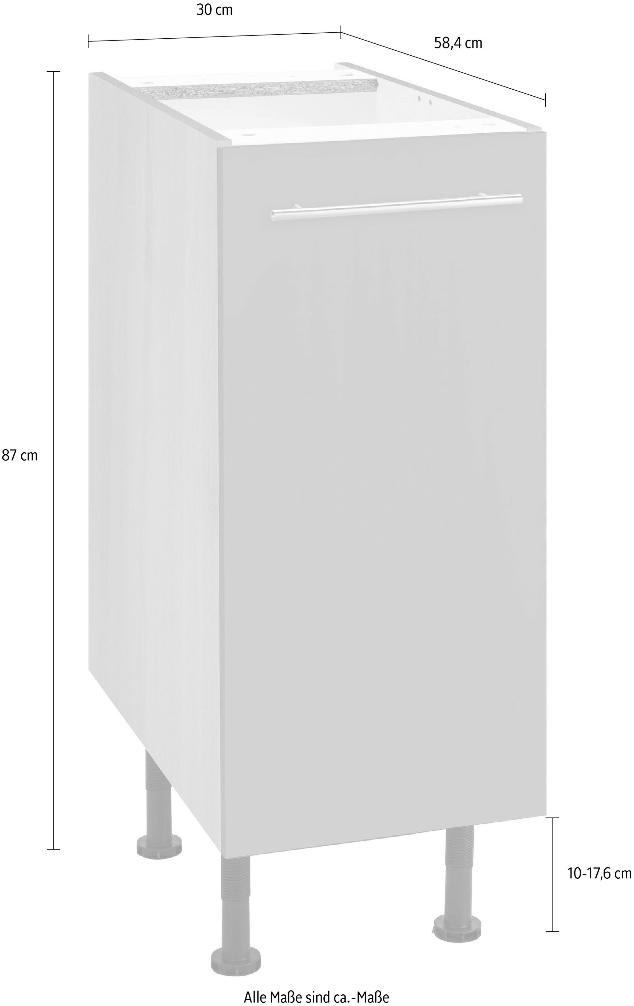 OPTIFIT Unterschrank »Bern«, 30 cm breit, mit 1 Tür mit höhenverstellbaren Füßen, mit Metallgriff