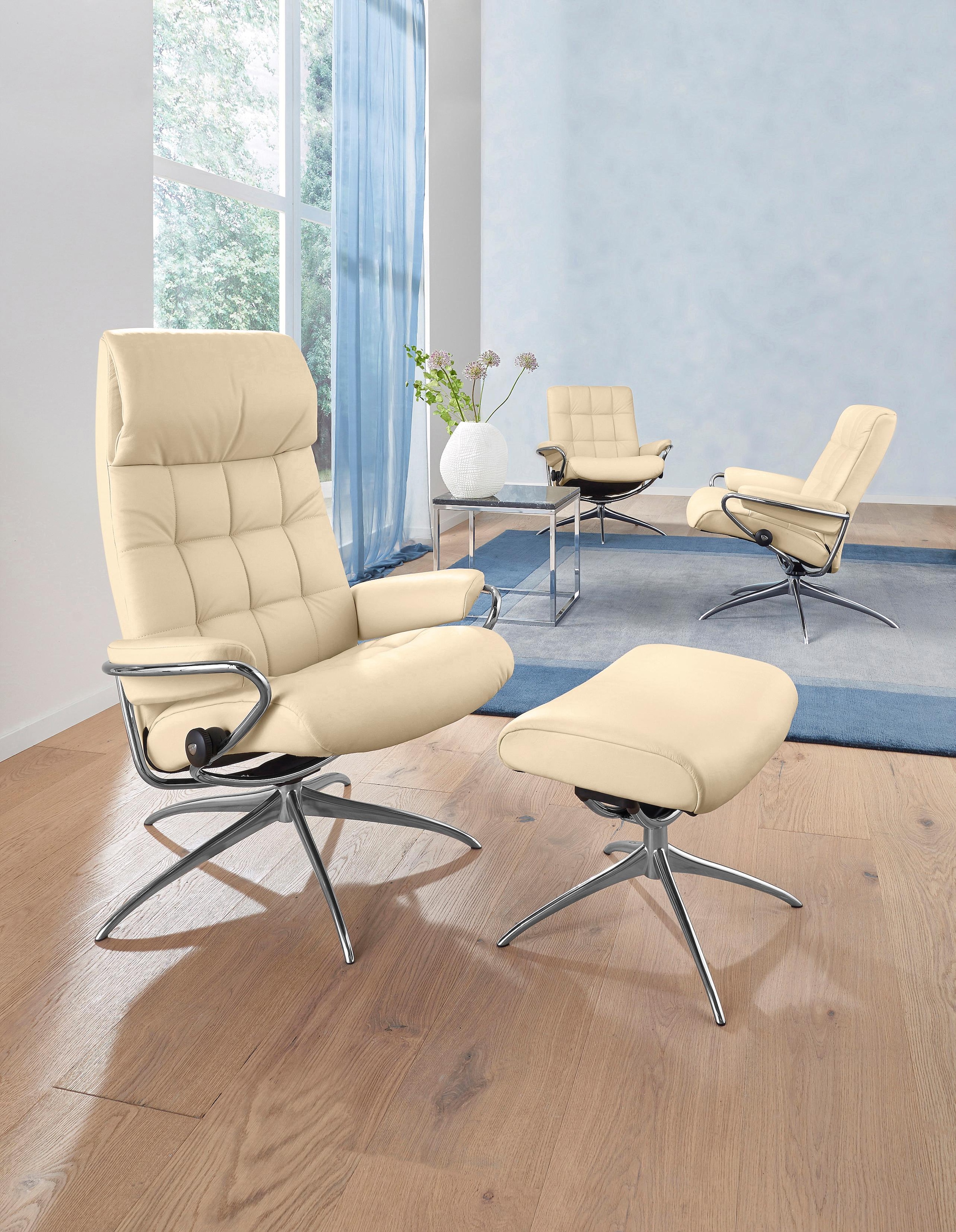 Stressless® Relaxsessel »London«, (Set, Relaxsessel mit Hocker), mit Hocker, High Back, mit Star Base, Gestell Chrom