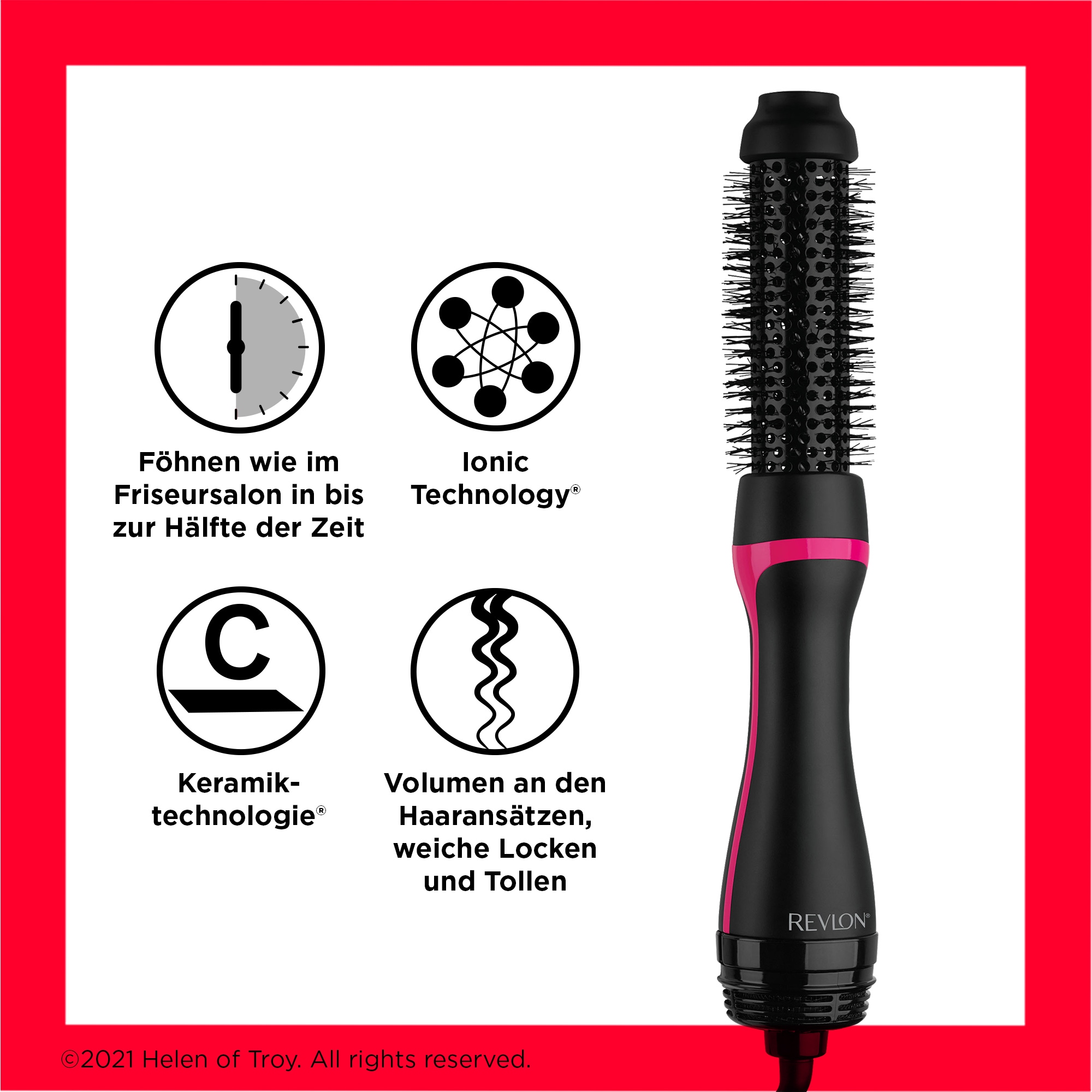 Revlon Warmluftbürste »ONE-STEP™ Style-Booster – Rundbürstenföhn und Styler - RVDR5292E«, 1 Aufsätze, mit Dual Stecker für UK/EU - ideal für Reisen