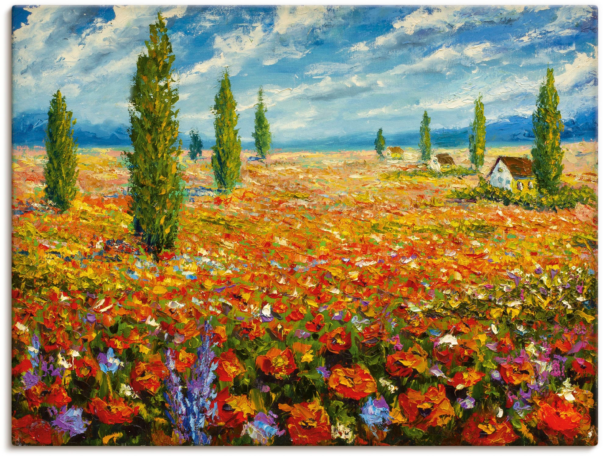 Artland Leinwandbild "Mohnblumenwiese", Blumenwiese, (1 St.), auf Keilrahmen gespannt