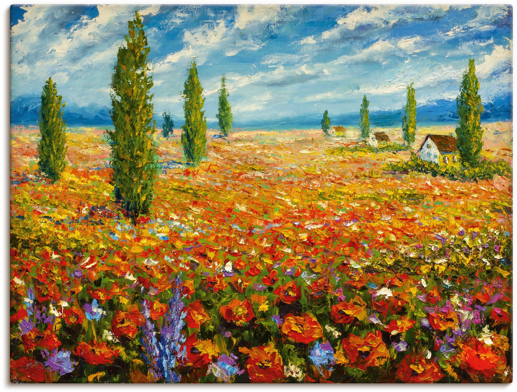 Artland Leinwandbild "Mohnblumenwiese" Blumenwiese 1 Stk. tlg. auf Holzrahm günstig online kaufen