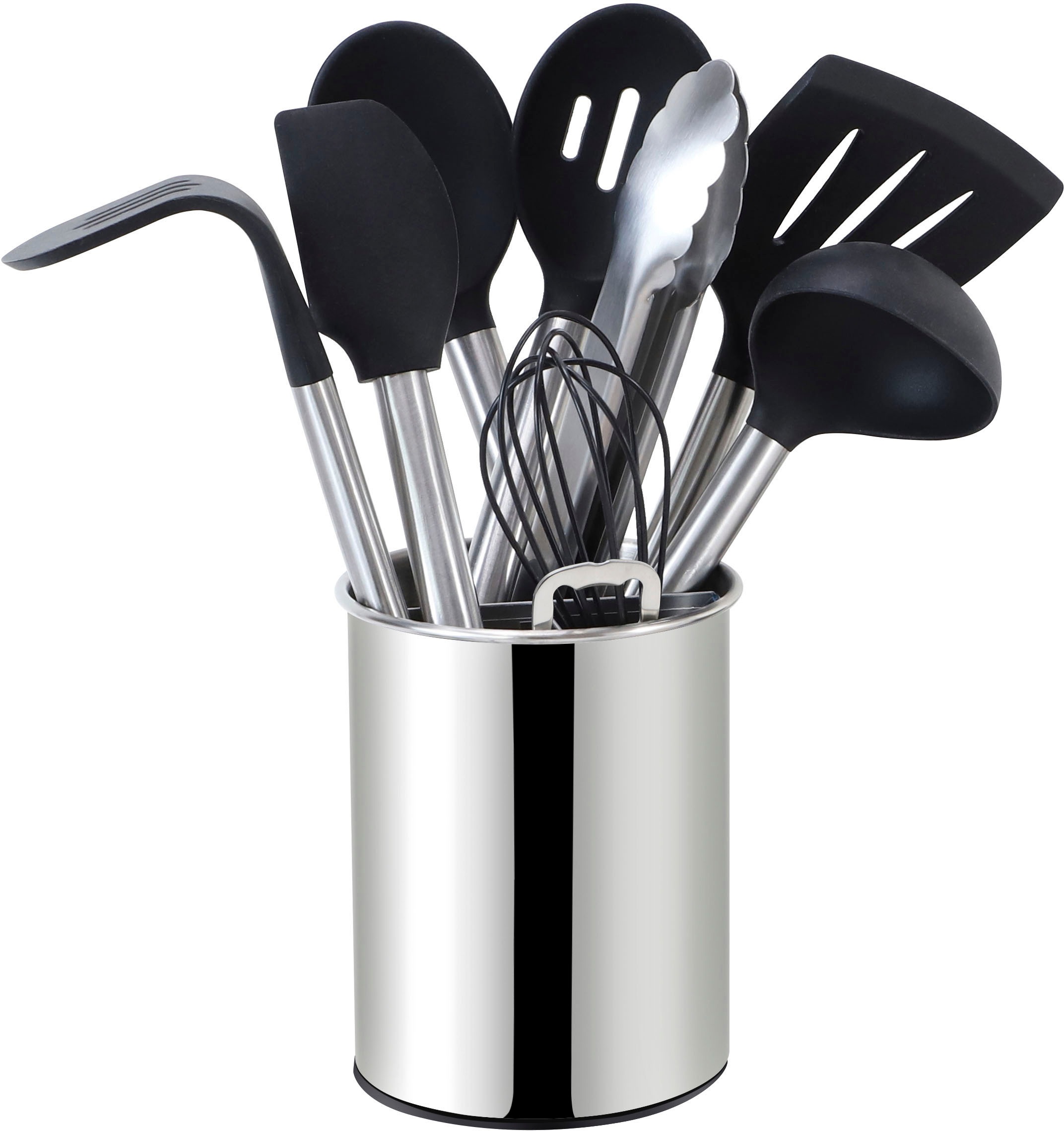 ECHTWERK Küchenorganizer-Set, (Set, 10 tlg.), Kochbesteck mit Edelstahlgriff, Antihaft Silikon, Utensilienhalter