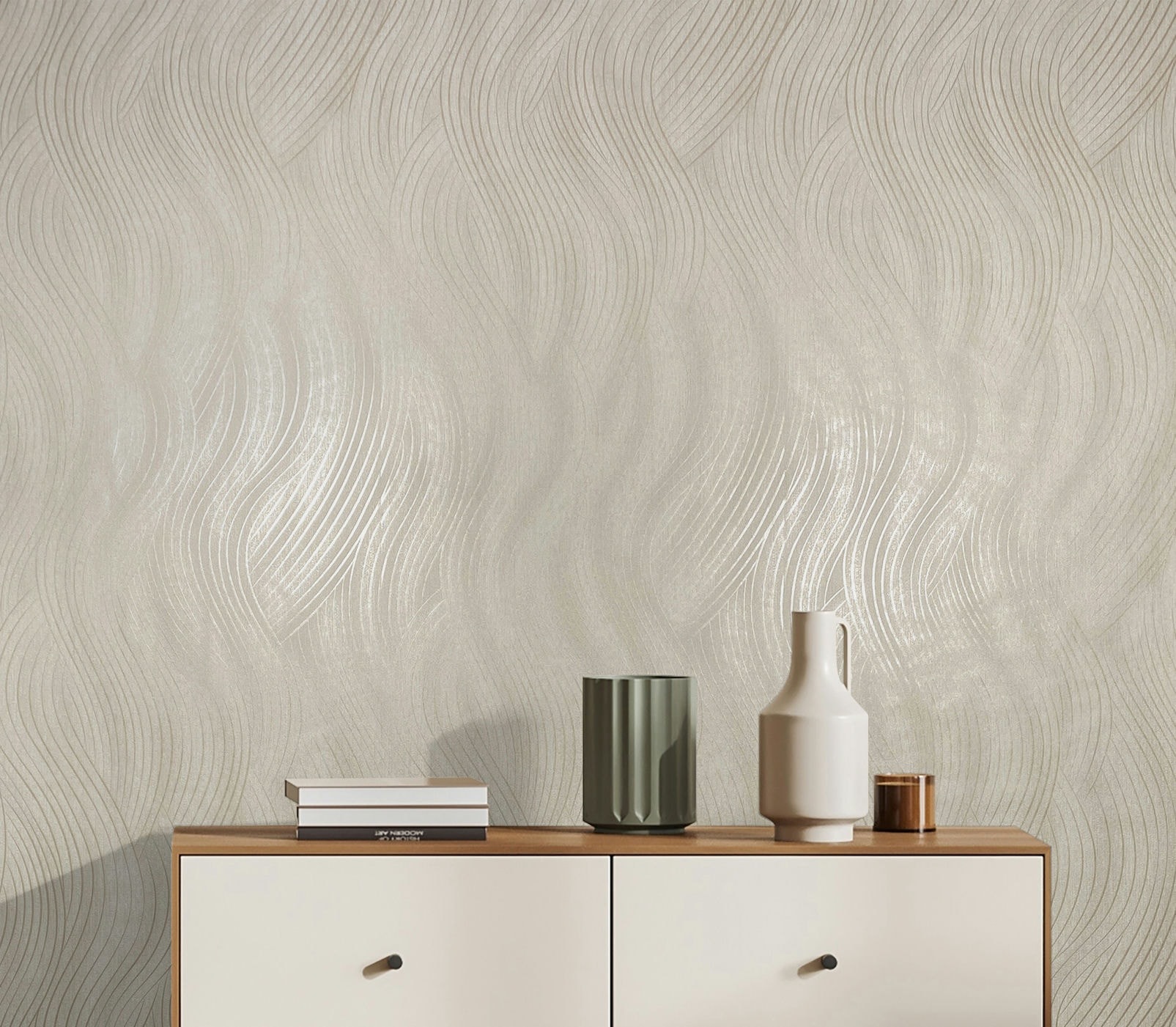 Marburg Vliestapete "Tapete Wavy Stripes" geometrisch geprägt moderne Vliestapete für Wohnzimmer Schlafzimmer Küche