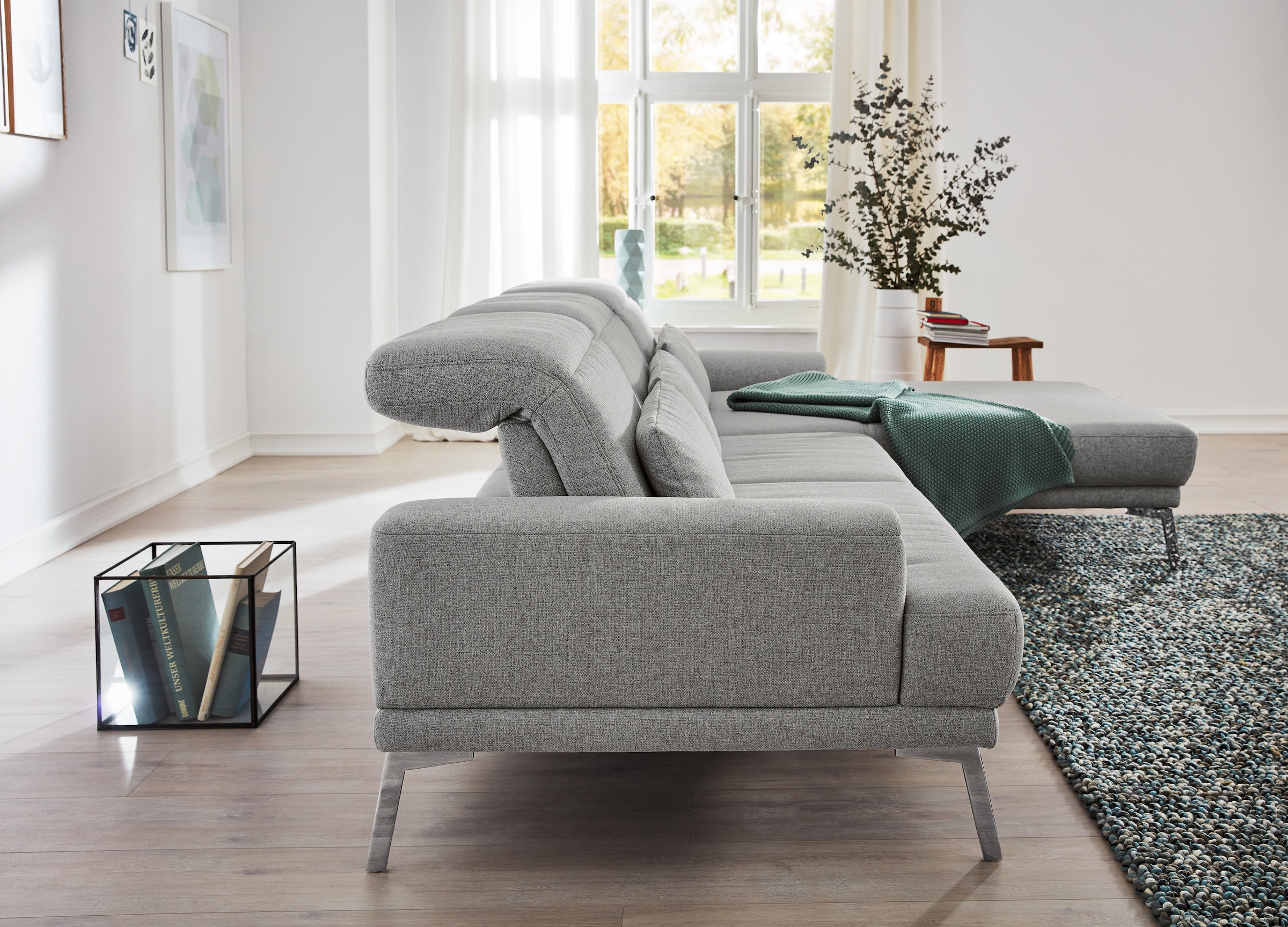 Musterring Ecksofa »MR 4580«, mit Kopf- und Sitztiefenverstellung, Metallfuß chrom, 288 x 193/220cm