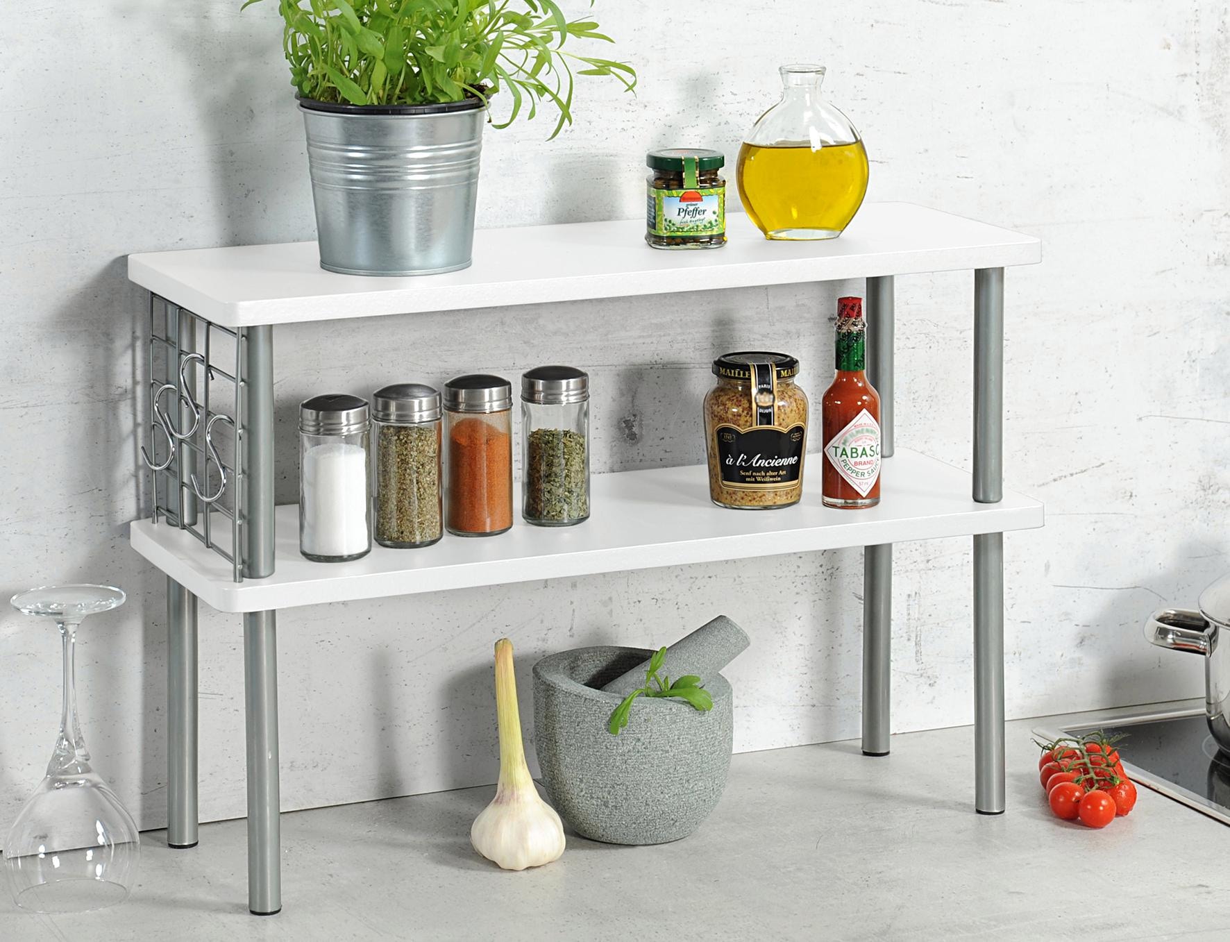 KESPER for kitchen & home Ablageregal, mit 2 Ablageböden in Farbe weiß |  BAUR
