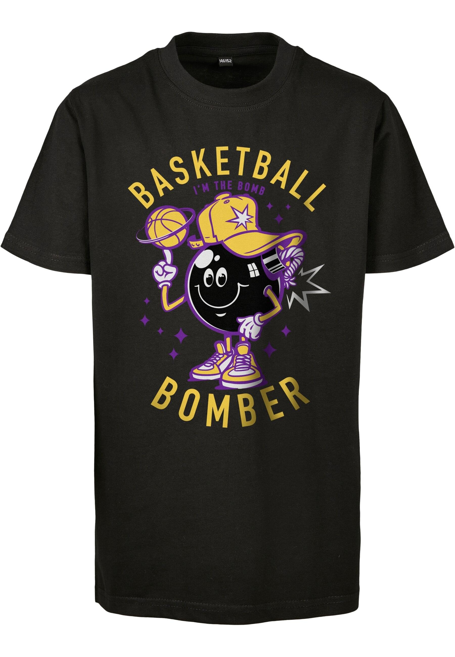 MISTERTEE Mädchen T-Shirt "MisterTee Kids Kids Basketball Bomber Tee"schwarz, Gr. 110, bedruckt, 100% Baumwolle, Shirts